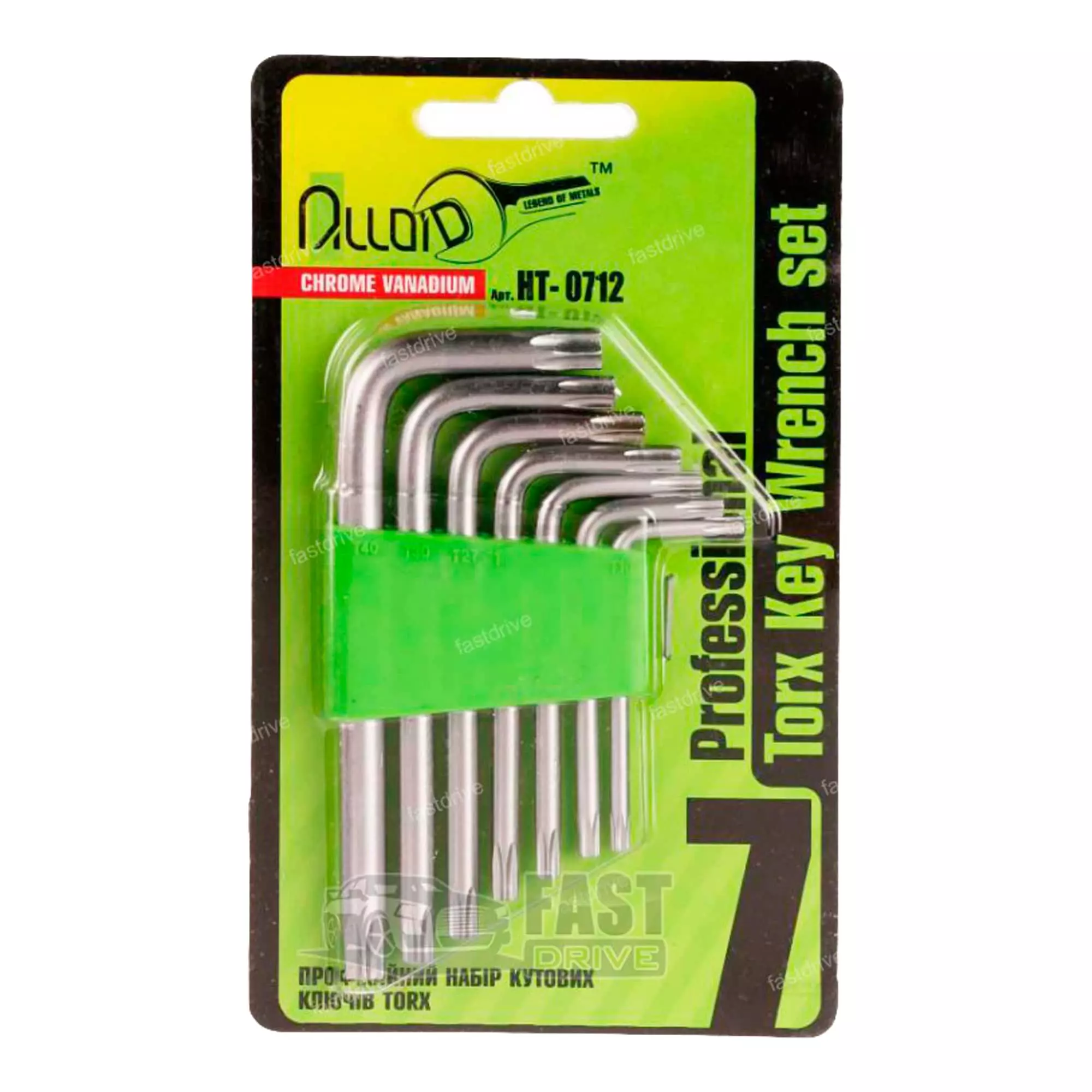 Набір ключів Alloid вигнуті TORX. 7 предм. T10-T40. (НТ-0712) Набір ключів Alloid вигнуті TORX. 7 предм. T10-T40. (НТ-0712)