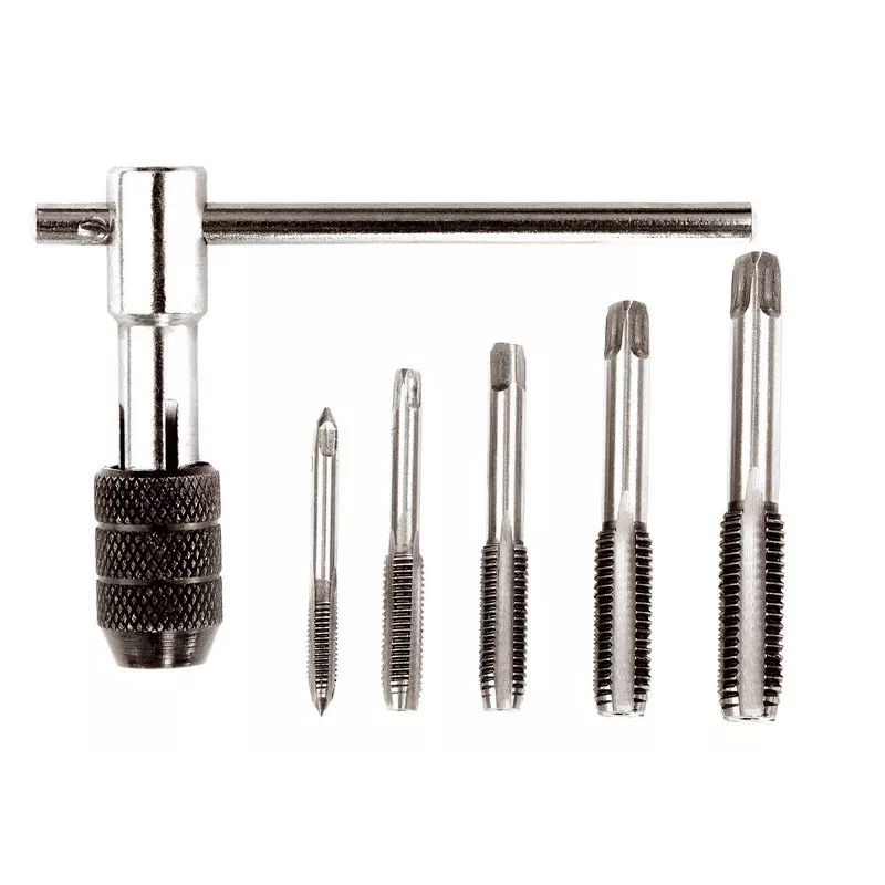 Набор метчиков с Т-образным держателем 6 эл. (M4, M5, M6, M8, M10) MASTER TOOL (15-1406) Набор метчиков с Т-образным держателем 6 эл. (M4, M5, M6, M8, M10) MASTER TOOL (15-1406)