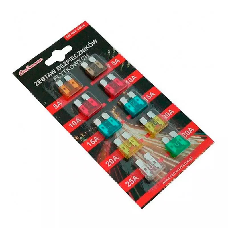 Набор плоских предохранителей CAR COMMERCE big 5A-30A 10шт