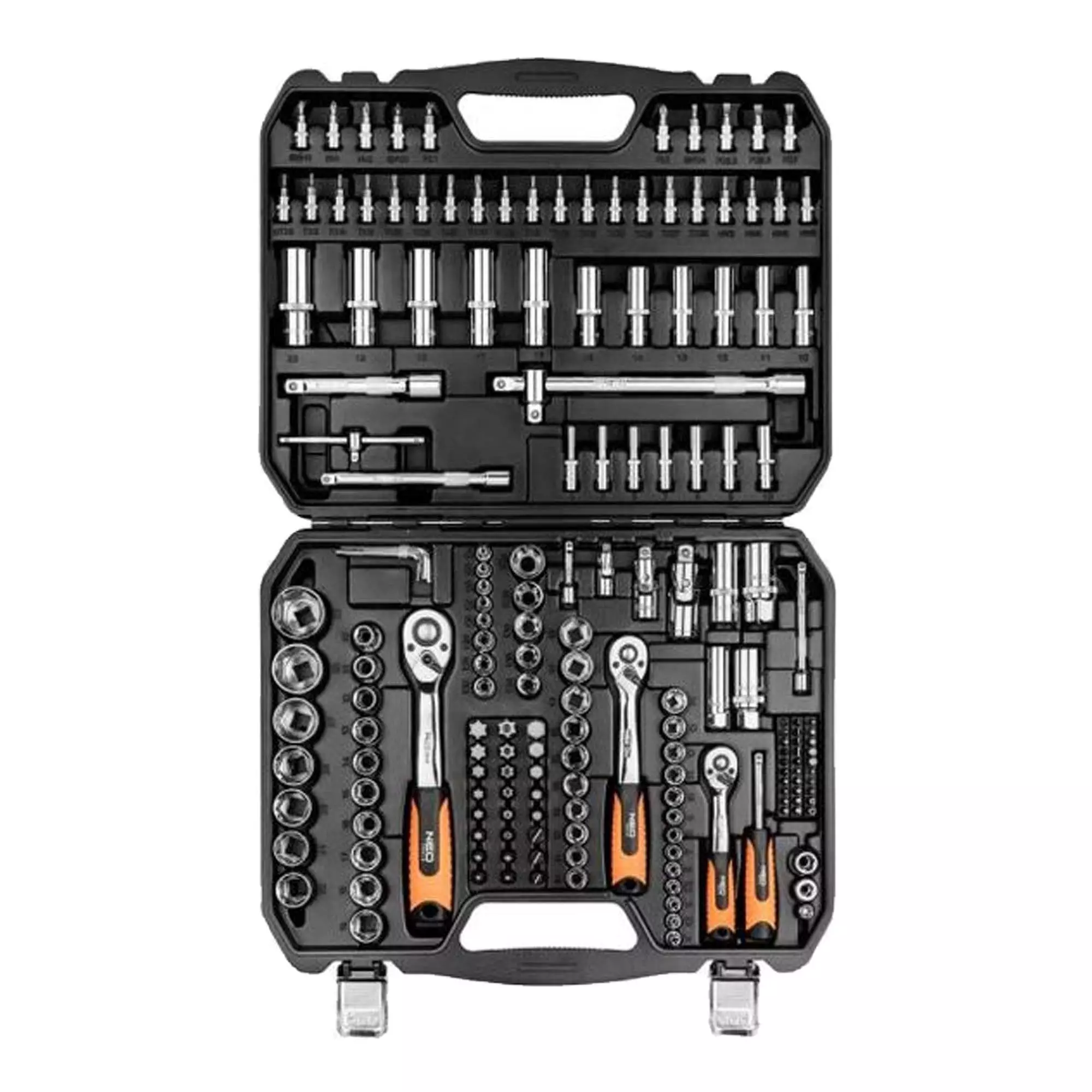 Набор сменных головок NEO TOOLS 1/2", 3/8", 1/4" 182 шт (08-680) Набор сменных головок NEO TOOLS 1/2", 3/8", 1/4" 182 шт (08-680)