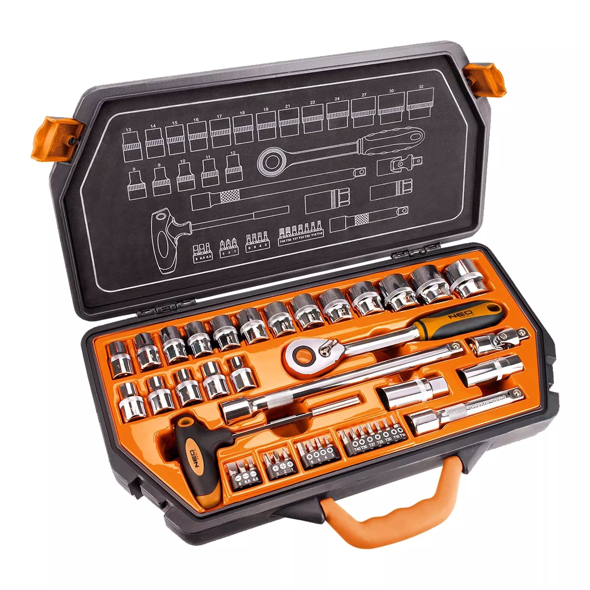 Набор сменных головок NEO TOOLS 1/2" 42 шт (08-621) Набор сменных головок NEO TOOLS 1/2" 42 шт (08-621)