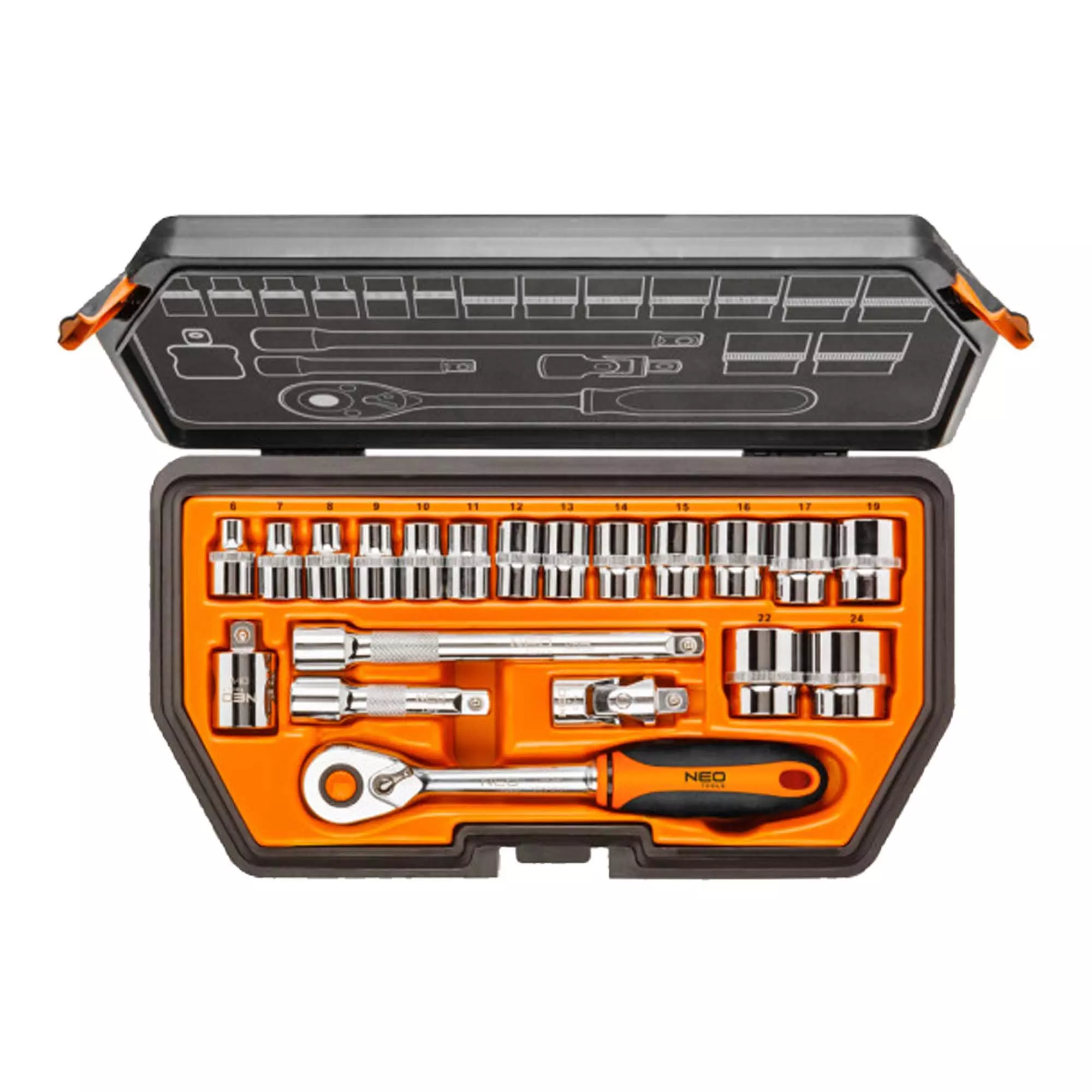 Набор сменных головок NEO TOOLS 3/8" 20 шт (08-610) Набор сменных головок NEO TOOLS 3/8" 20 шт (08-610)