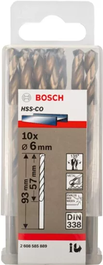 Набор сверл Bosch HSS-CO СВЕРЛ 6 мм 10 шт (2608585889)