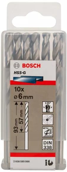 Набір свердел HSS-G 6 мм 10 шт (2608595066) Набір свердел HSS-G 6 мм 10 шт (2608595066)