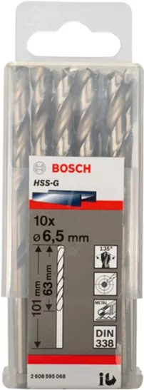 Набор сверл Bosch HSS-G 6.5 мм 10 шт (2608595068)