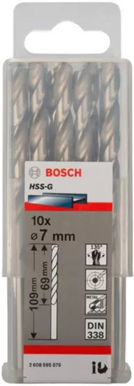 Набор сверл Bosch HSS-G 7 мм 10 шт (2608595070) Набор сверл Bosch HSS-G 7 мм 10 шт (2608595070)