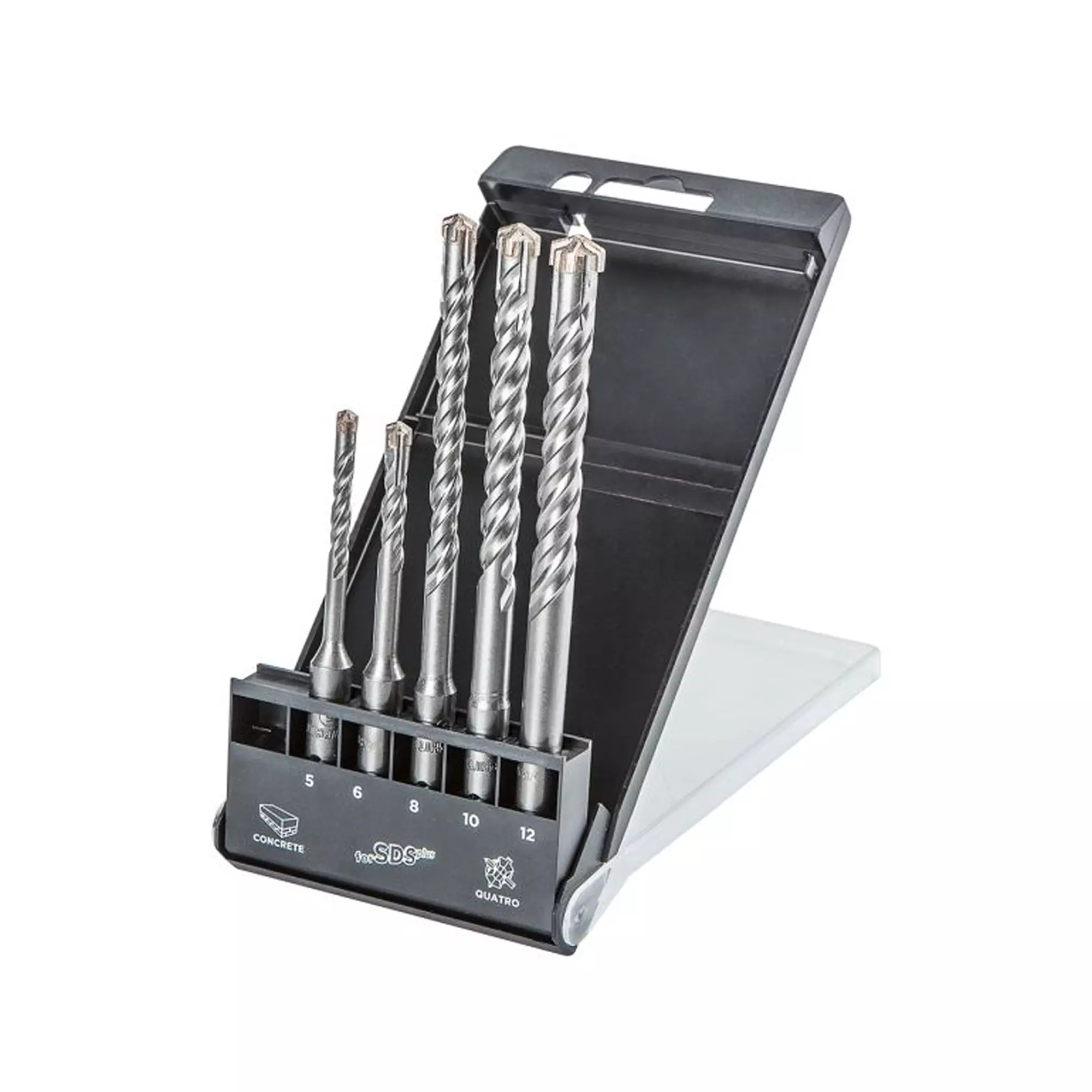 Набор сверл по бетону GRAPHITE SDS Plus, quatro, 5 шт. - 5, 6 x 110 мм + 8, 10, 12 x 160 мм (57H572) Набор сверл по бетону GRAPHITE SDS Plus, quatro, 5 шт. - 5, 6 x 110 мм + 8, 10, 12 x 160 мм (57H572)