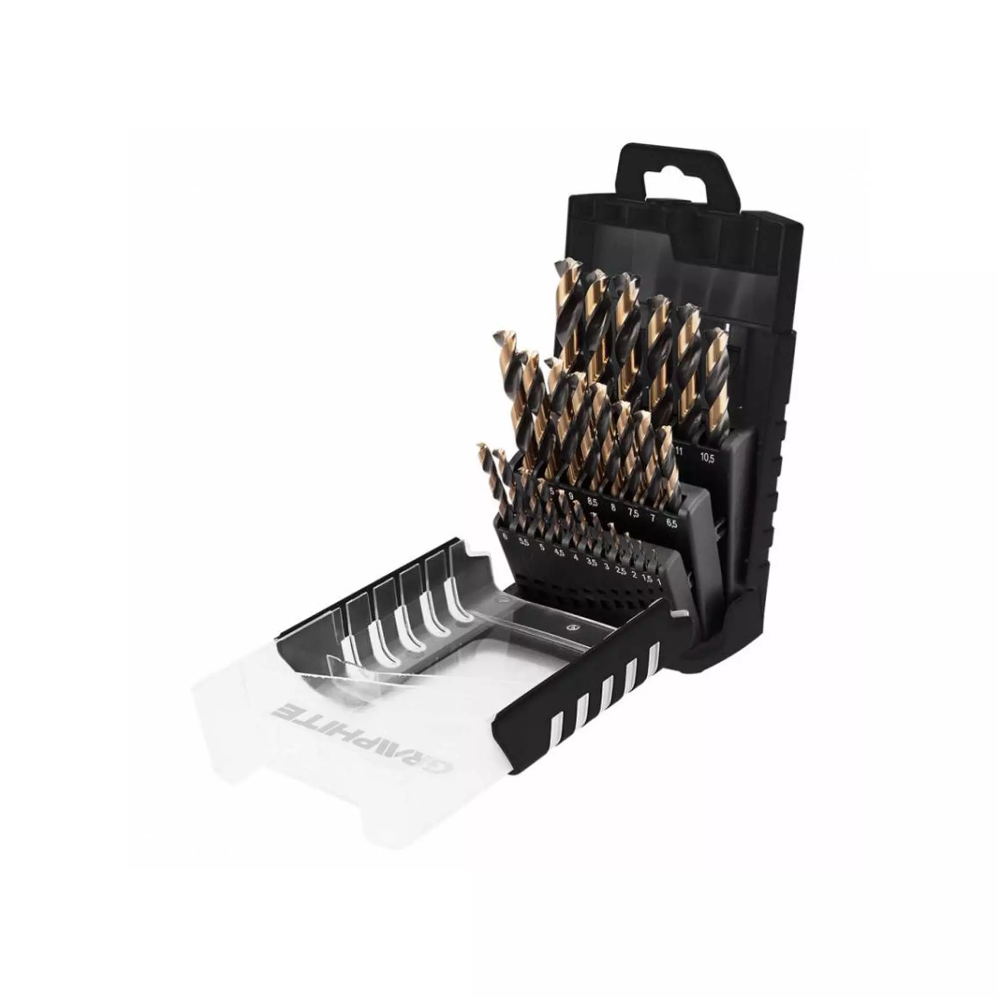 Набір свердел по металу GRAPHITE HSS-CNC Pro-Tec 1.0 - 13.0 мм 25 шт (55H090) Набір свердел по металу GRAPHITE HSS-CNC Pro-Tec 1.0 - 13.0 мм 25 шт (55H090)