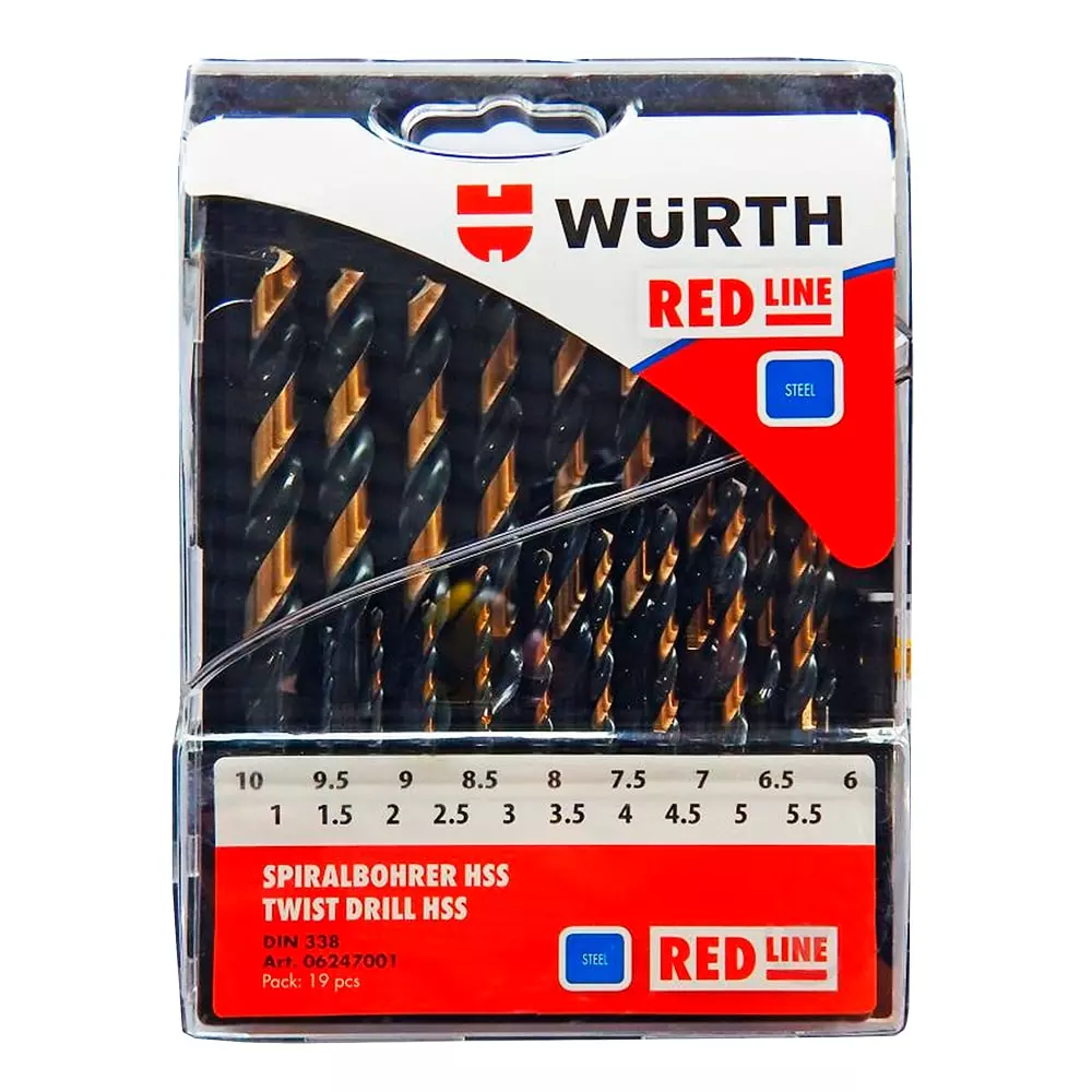 Набор сверл по металлу Wurth HSS Red Line DIN338 1,0-10,0мм (06247001)