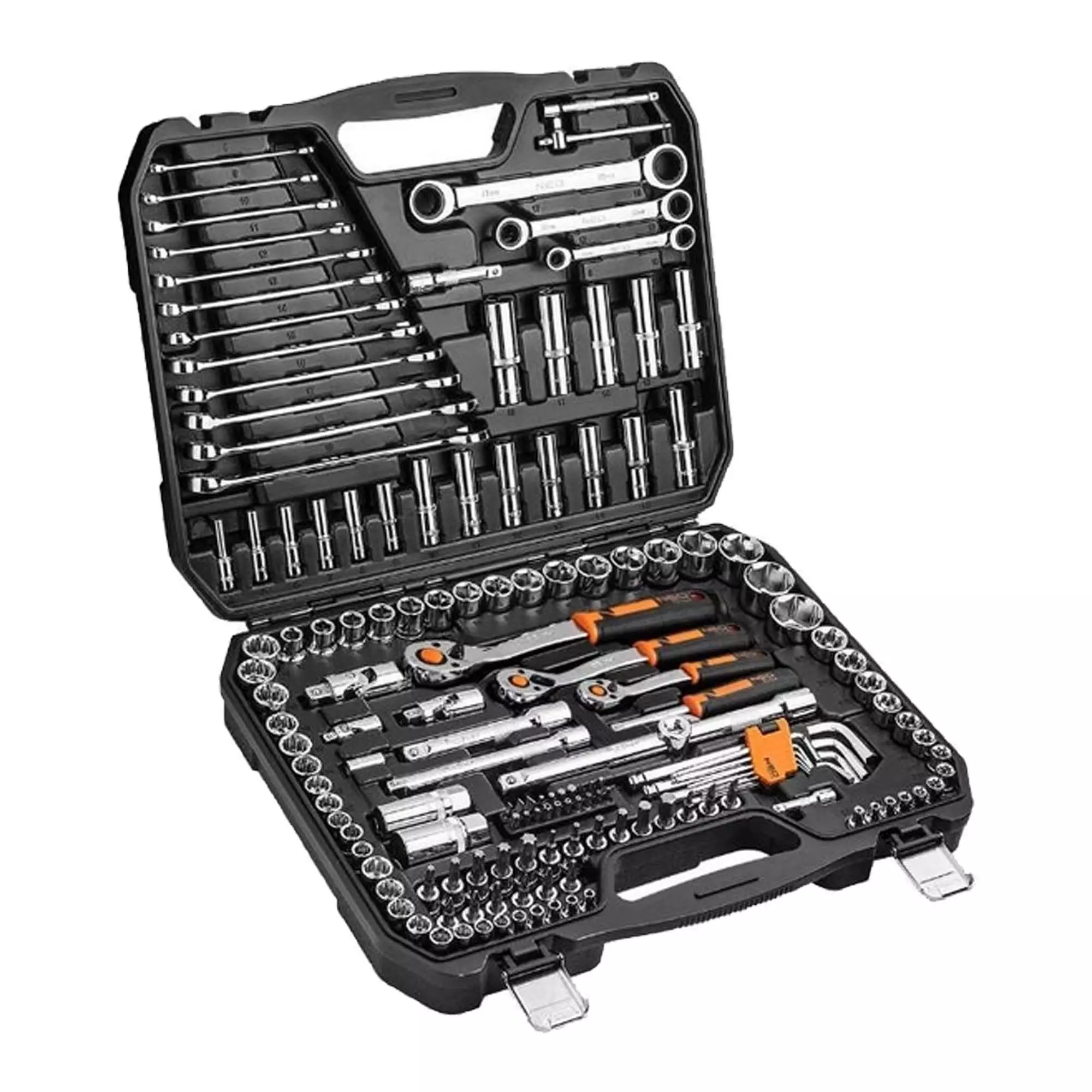 Набір торцевих головок NEO TOOLS 156 шт 1/2" 1/4" 3/8" CrV (10-072)