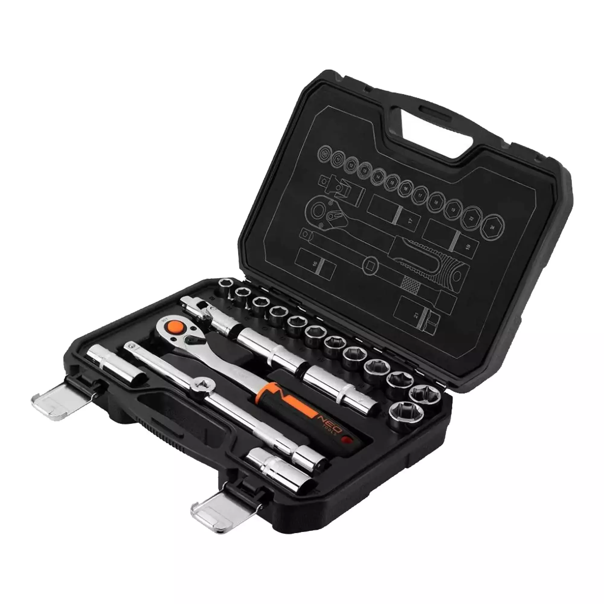 Набор торцевых головок NEO TOOLS 20 шт 1/2" CrV (10-032) Набор торцевых головок NEO TOOLS 20 шт 1/2" CrV (10-032)