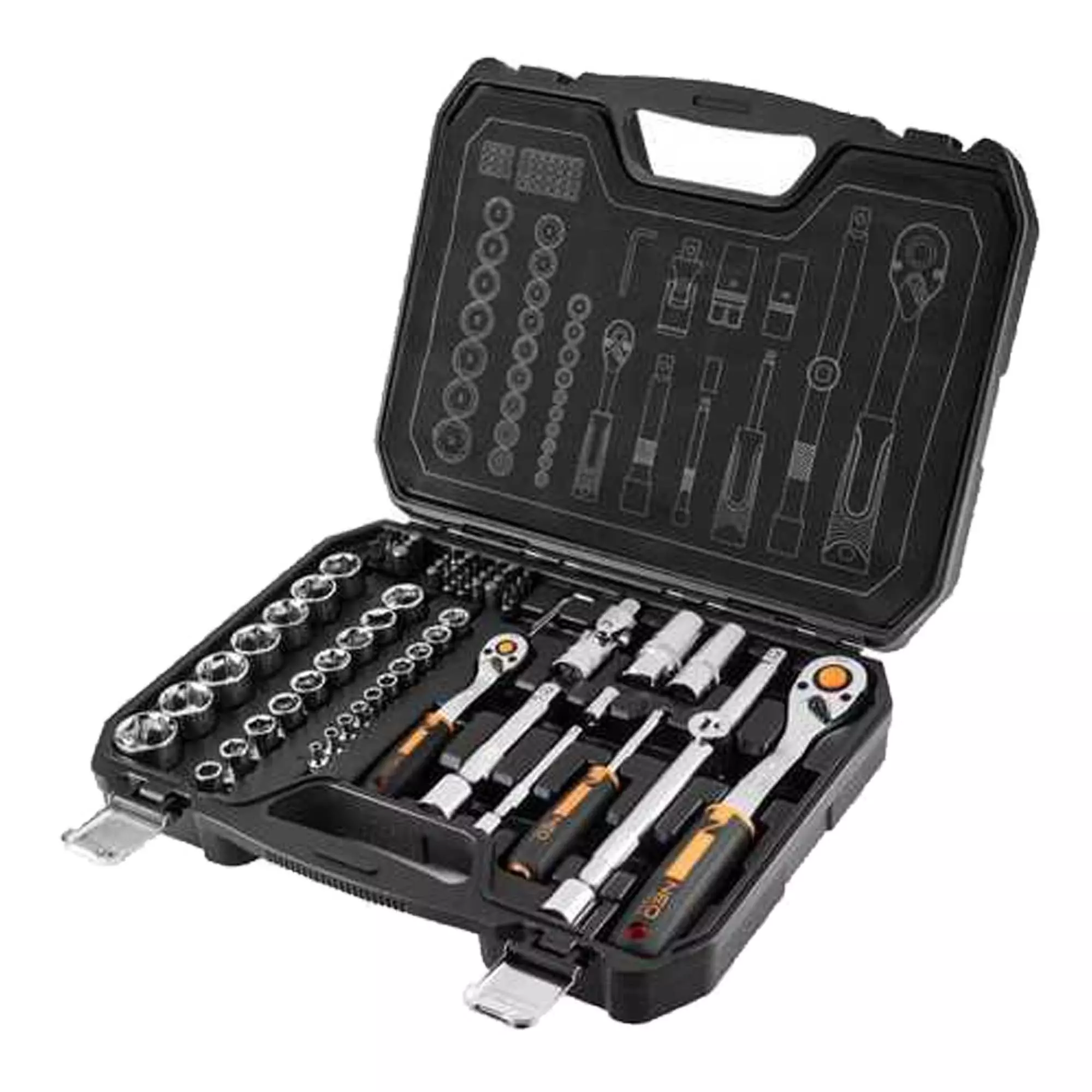 Набор торцевых головок NEO TOOLS 73 шт 1/2" 1/4" CrV (10-054) Набор торцевых головок NEO TOOLS 73 шт 1/2" 1/4" CrV (10-054)