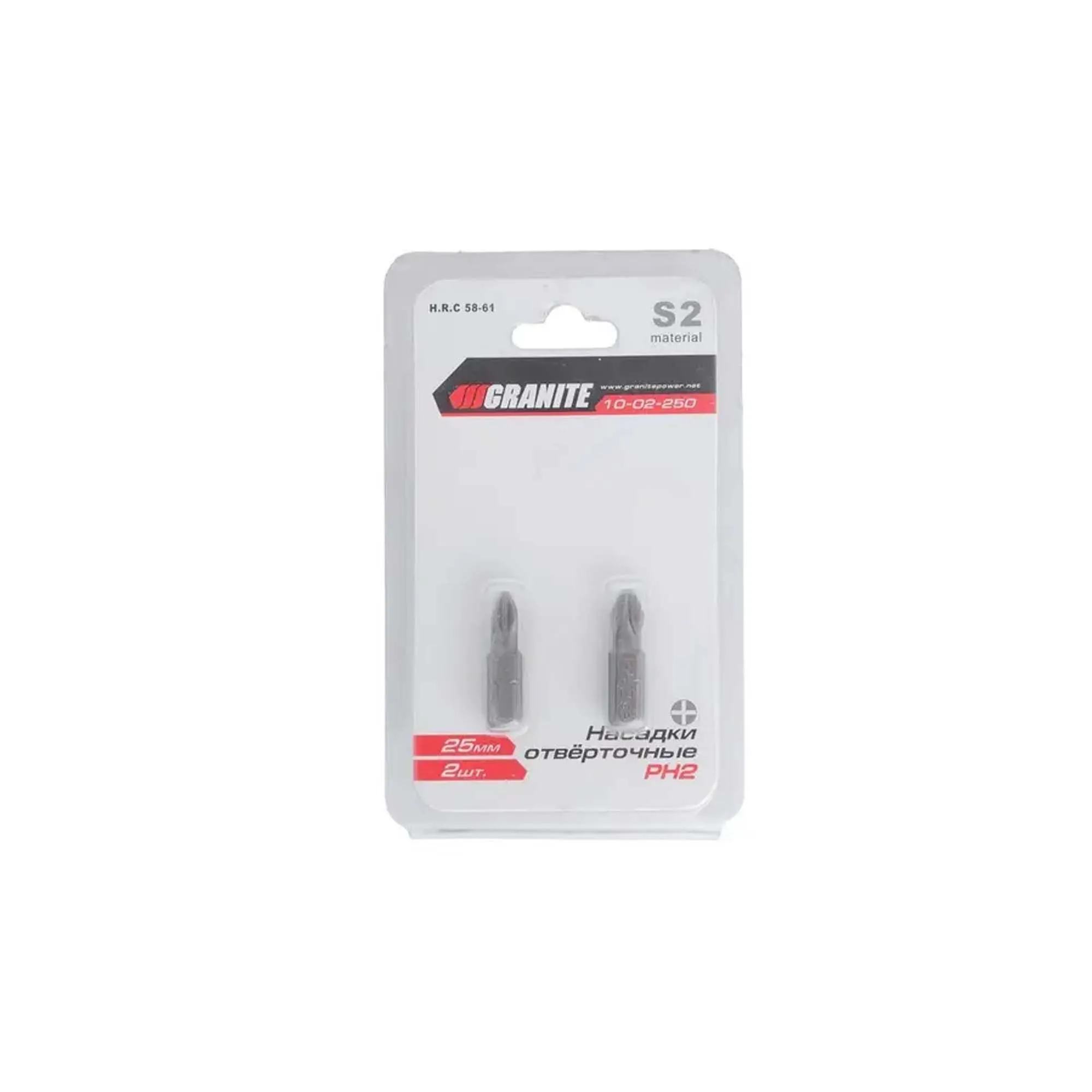 Насадка отверточная Granite PH2 25 мм 1/4 S2 набор 2 шт Насадка отверточная Granite PH2 25 мм 1/4 S2 набор 2 шт