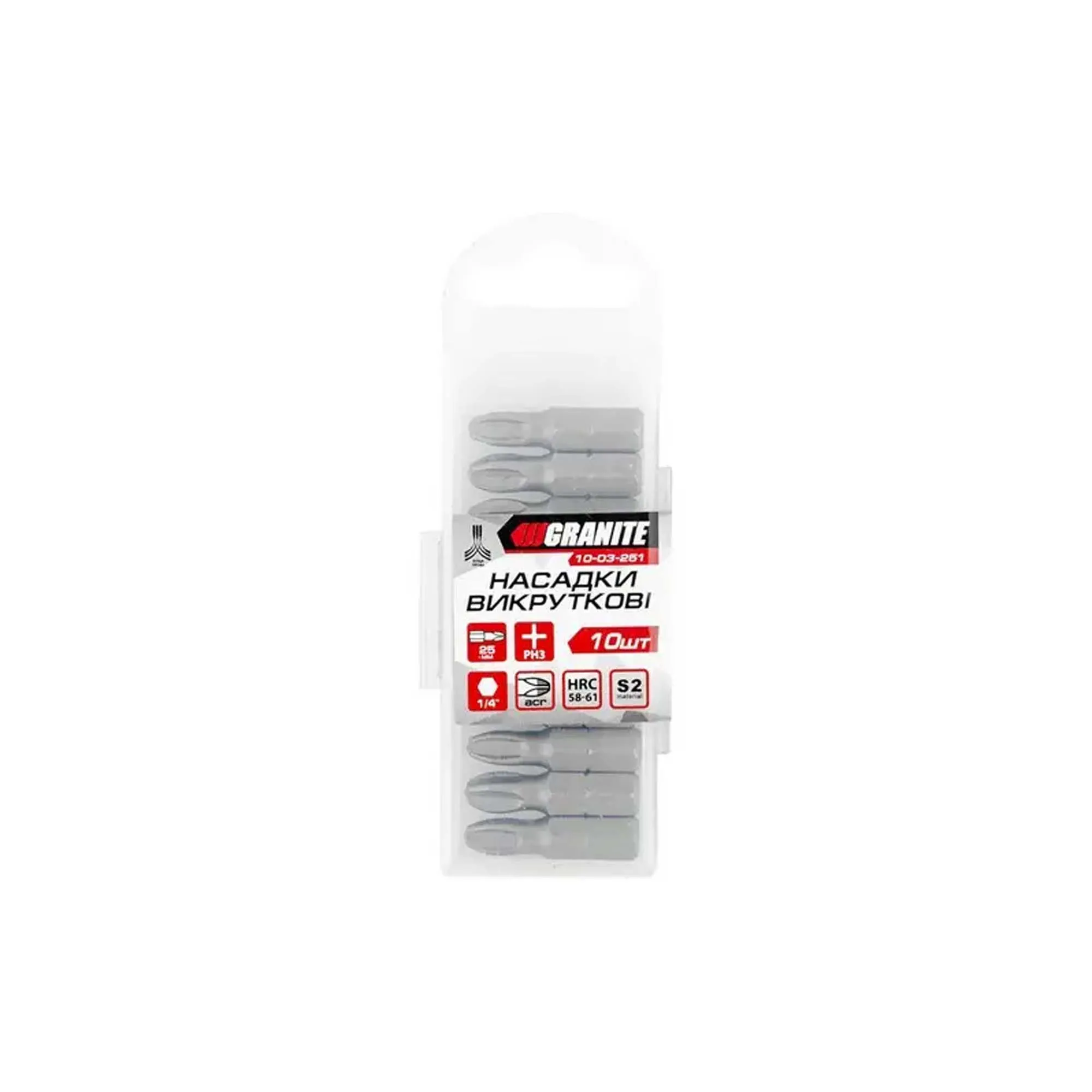 Насадка викруткова Granite PH3 25 мм 1/4" S2 набір 10 шт Насадка викруткова Granite PH3 25 мм 1/4" S2 набір 10 шт