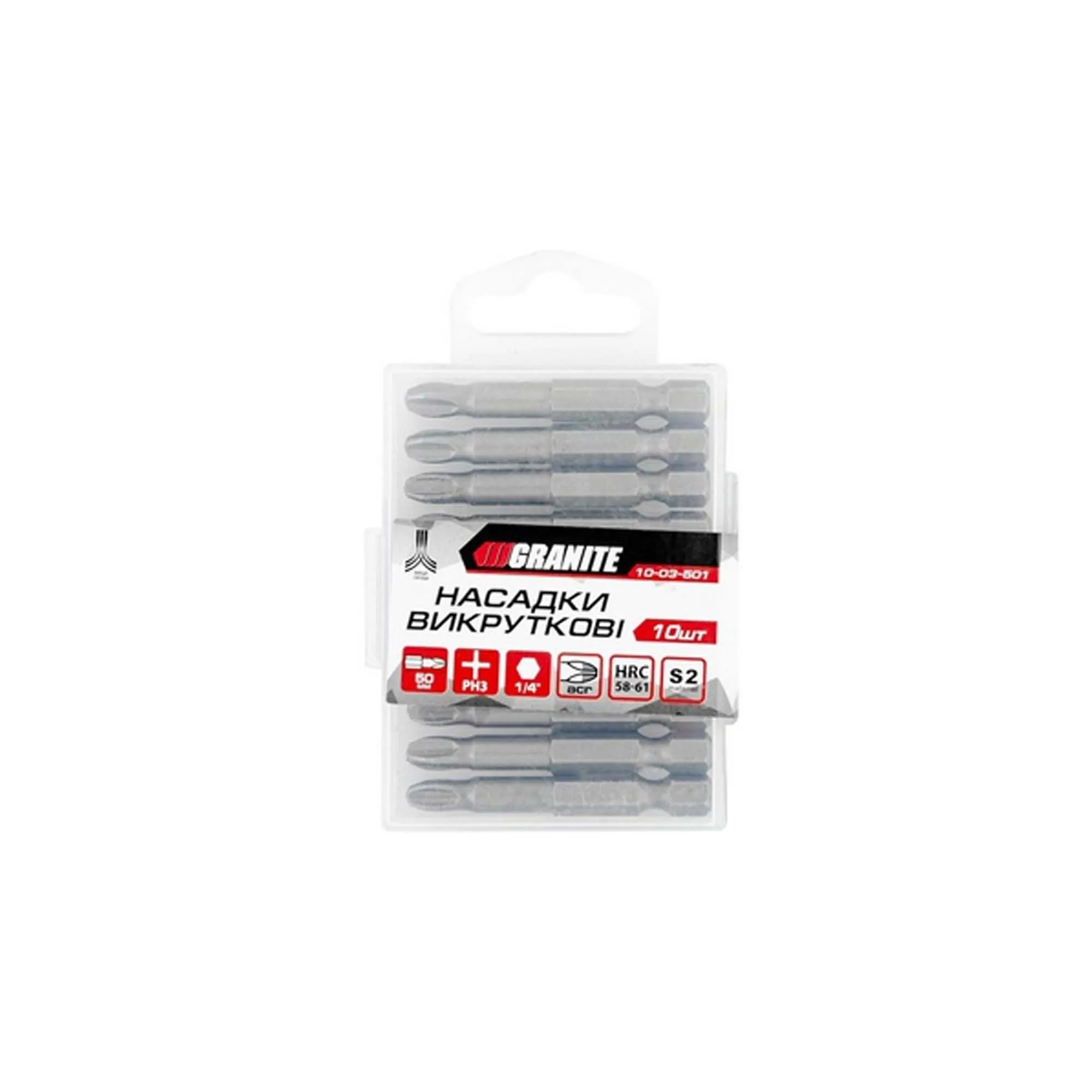 Насадка отверточная Granite PH3 50 мм 1/4 S2 набор 10 шт Насадка отверточная Granite PH3 50 мм 1/4 S2 набор 10 шт