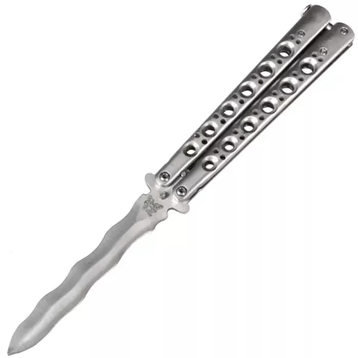 Нож бабочка, балисонг Benchmade с волнистым лезвием (длина: 24cm, лезвие: 10cm), silver (84-1013) Нож бабочка, балисонг Benchmade с волнистым лезвием (длина: 24cm, лезвие: 10cm), silver (84-1013)
