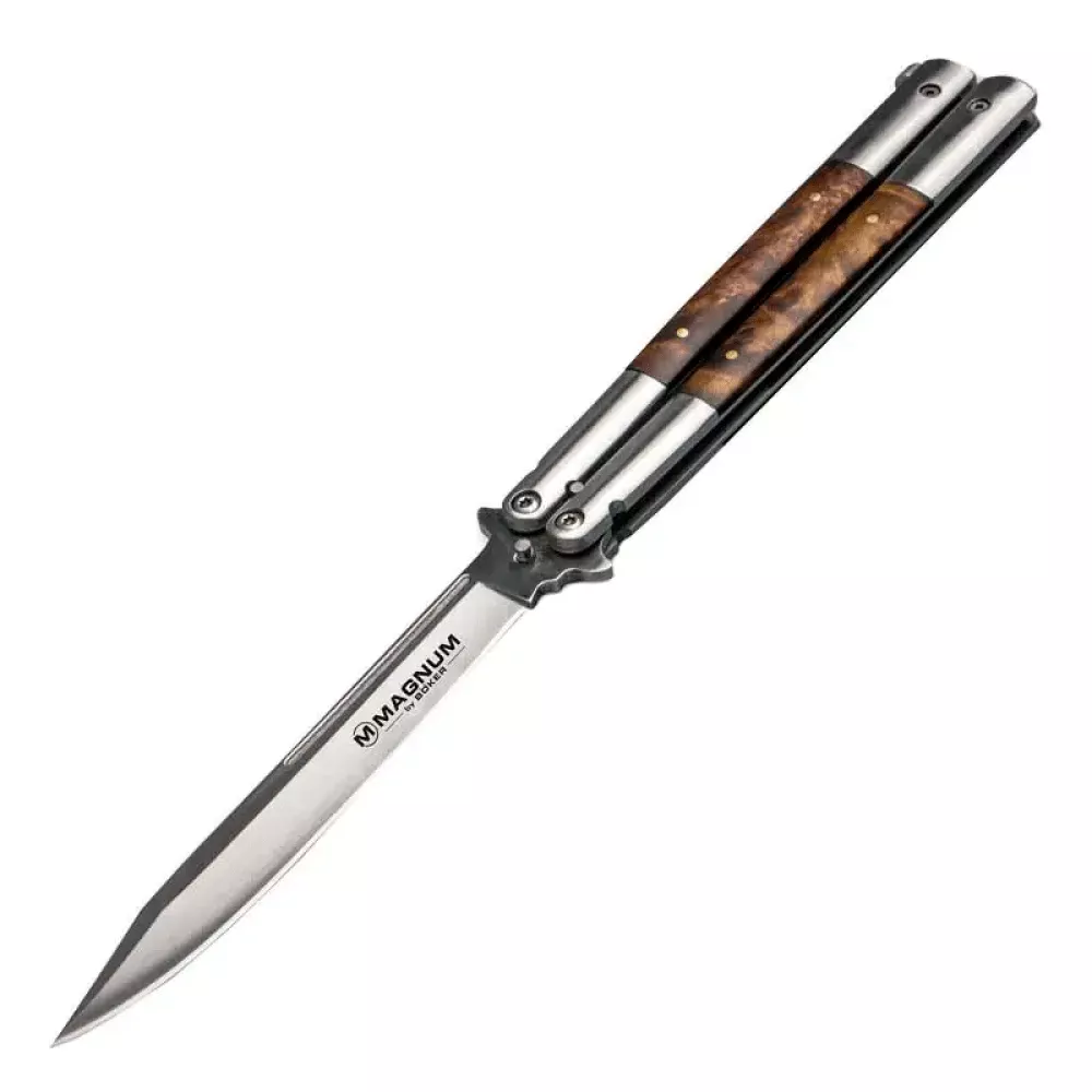 Ніж метелик, балісонг Boker Magnum Balisong Wood Large (довжина: 225мм, лезо: 125мм), дерево (227-1142) Ніж метелик, балісонг Boker Magnum Balisong Wood Large (довжина: 225мм, лезо: 125мм), дерево (227-1142)