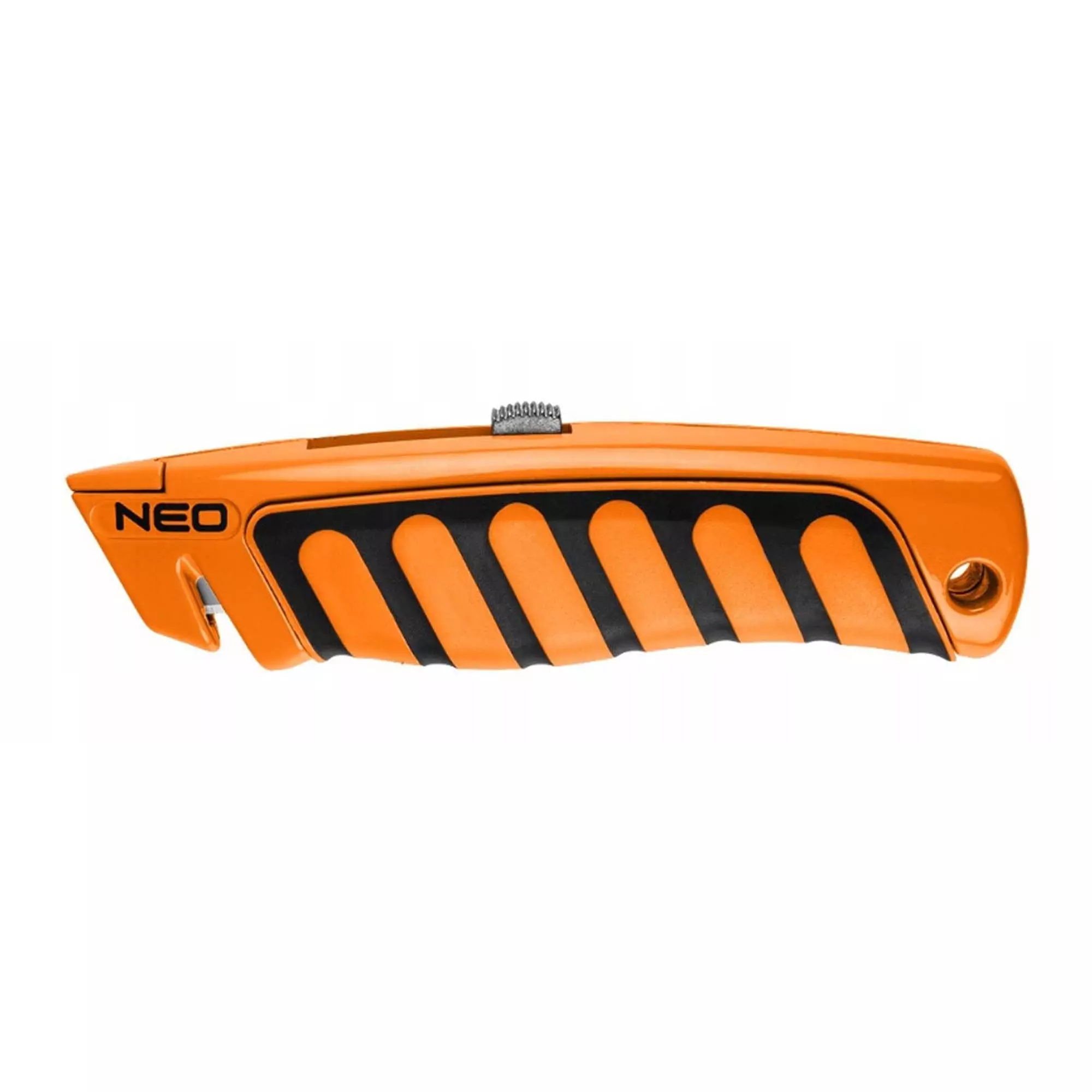 Нож NEO TOOLS с трапециевидным лезвием, металлический корпус (63-707) Нож NEO TOOLS с трапециевидным лезвием, металлический корпус (63-707)