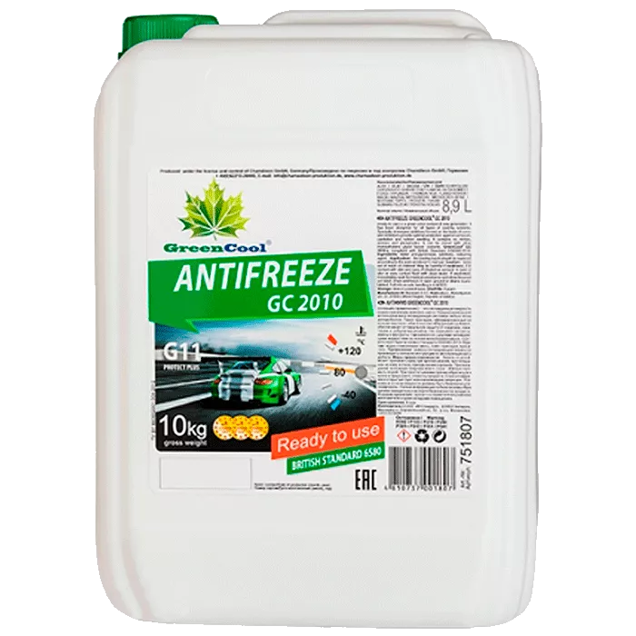 Антифриз Green Cool GC2010 G11 -40°C зеленый 10л (751807) Антифриз Green Cool GC2010 G11 -40°C зеленый 10л (751807)
