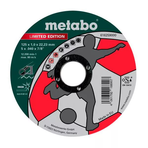 Відрізний круг Metabo LE Soccer 125x1,0x22 Inox (616259000)