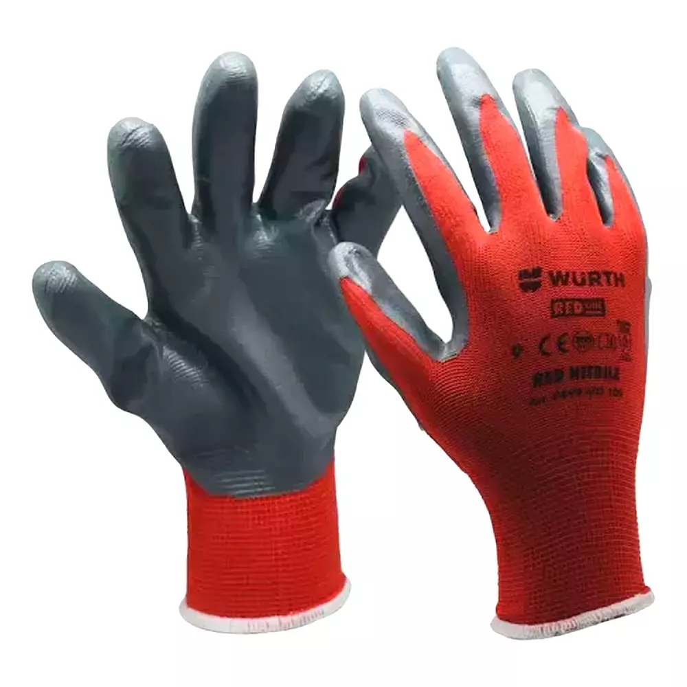 Перчатки защитные Wurth Red Nitrile размер 8 (0899403108)