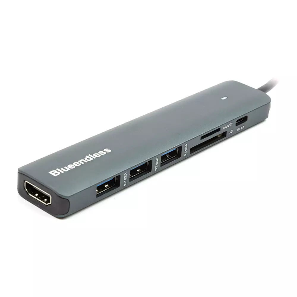 Перехідник Blueendless USB Type-C - HDMI, 3xUSB Type-A, SD, TF, USB Type-C PD100W (CA913848) Перехідник Blueendless USB Type-C - HDMI, 3xUSB Type-A, SD, TF, USB Type-C PD100W (CA913848)