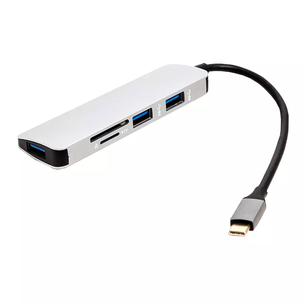 Переходник PowerPlant USB Type-C - 3*USB 3.0 Ports + TF/SD Card Reader (CA912100)