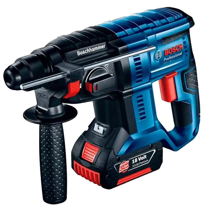 Перфоратор Bosch GBH 180-LI, аккумуляторный, 2х4Ач, 18 В, 2 Дж, 2.3 кг (0.611.911.121)