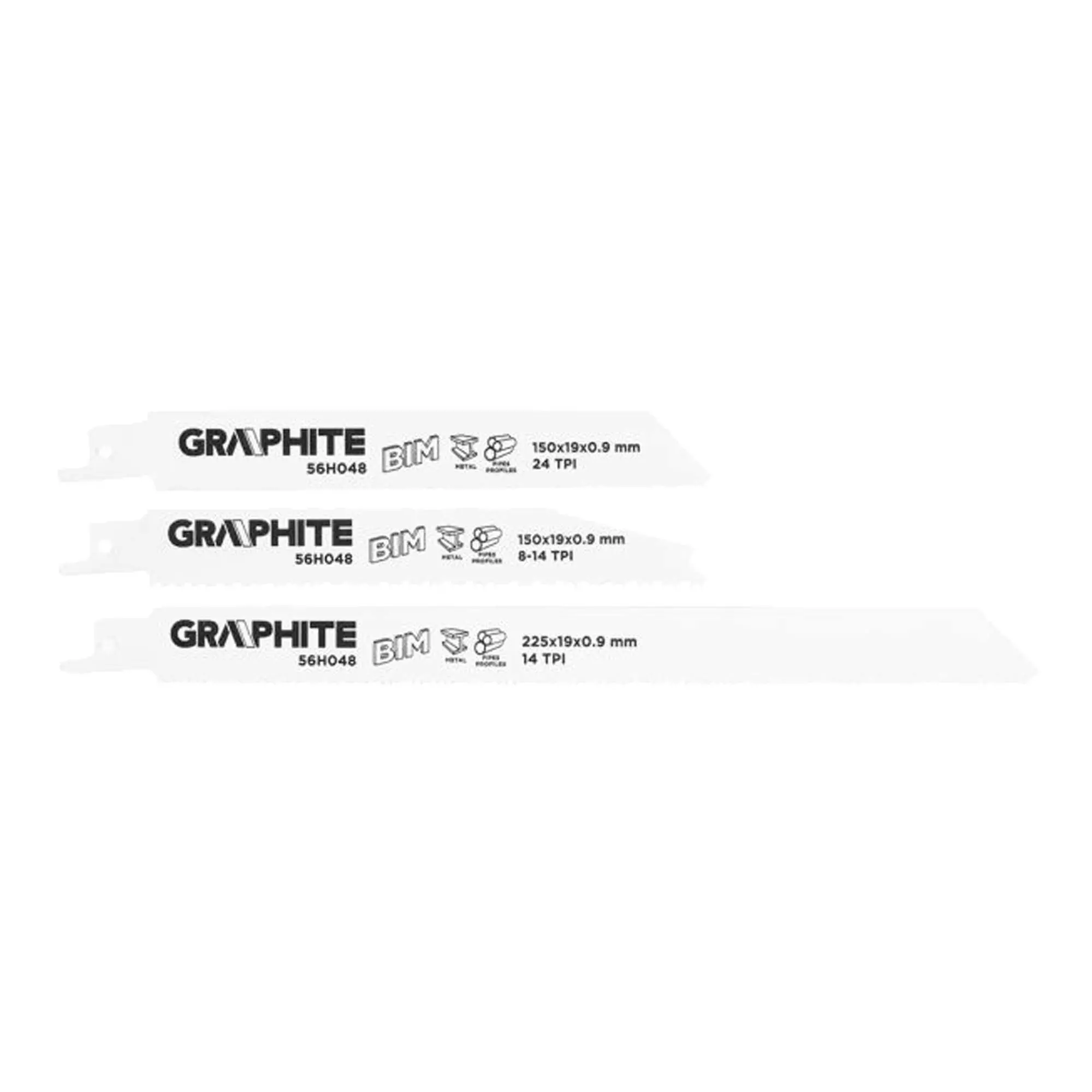Пиляльне полотно GRAPHITE для шабельної пилки BIM 3 шт (56H048) Пиляльне полотно GRAPHITE для шабельної пилки BIM 3 шт (56H048)