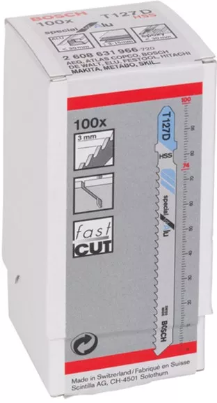 Пильные полотна для лобзика Bosch T 127 D Special for Alu, HSS 100 шт (2608631966)