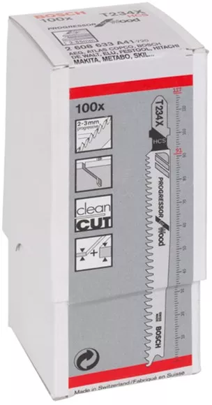 Пильные полотна для лобзика Bosch T 234 X Progressor for Wood, HCS 100 шт (2608633A41) Пильные полотна для лобзика Bosch T 234 X Progressor for Wood, HCS 100 шт (2608633A41)