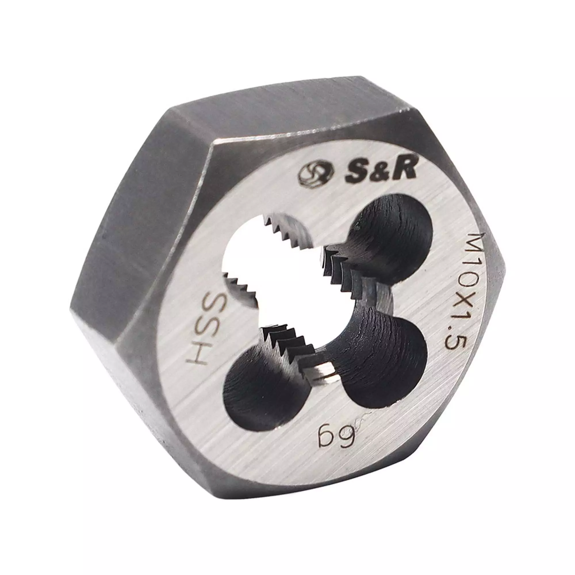 Плашка гексогональна S&R HSS R6M5 М10х1, 5мм (111203010) Плашка гексогональна S&R HSS R6M5 М10х1, 5мм (111203010)