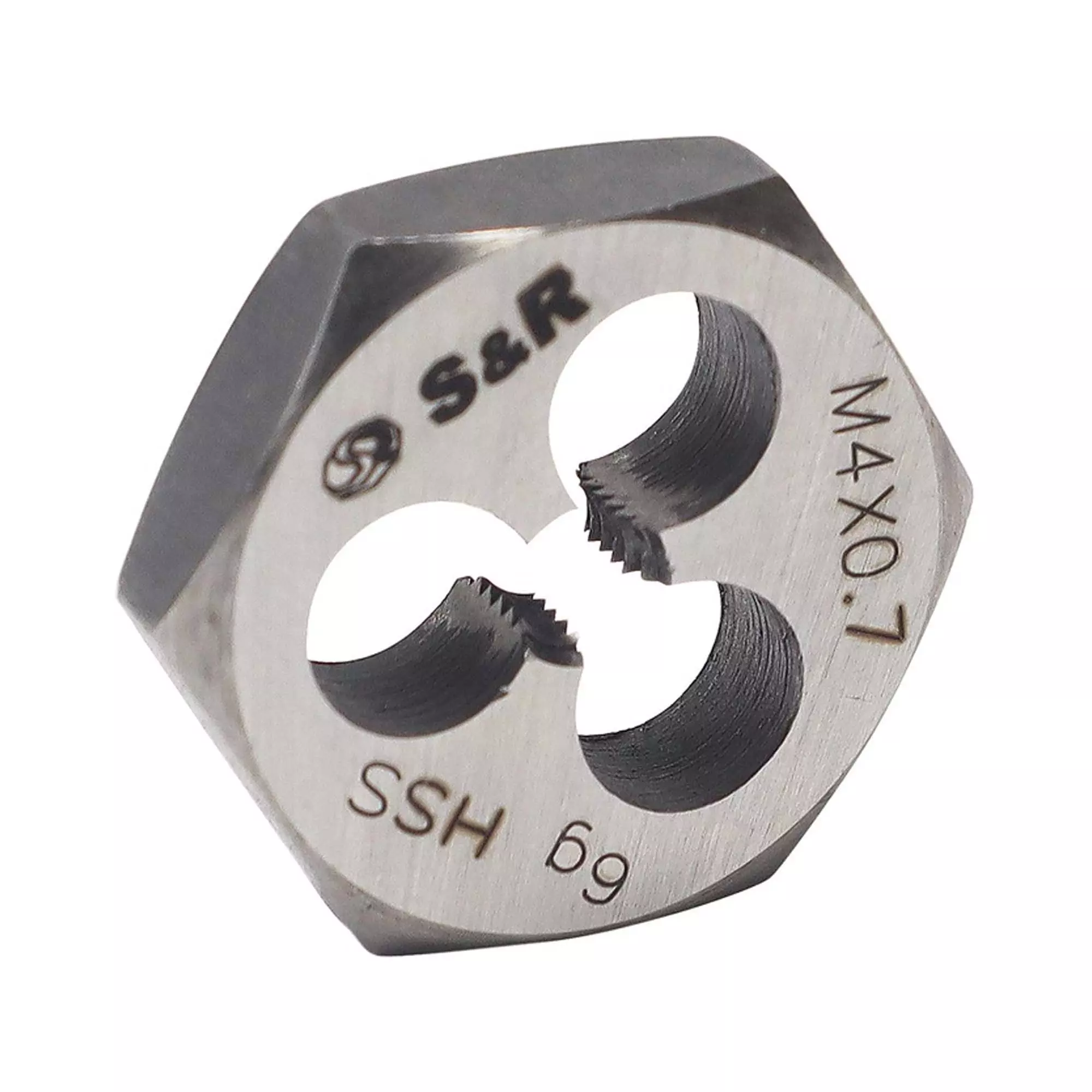 Плашка гексогональна S&R HSS R6M5 М4х0,7мм (111203004) Плашка гексогональна S&R HSS R6M5 М4х0,7мм (111203004)