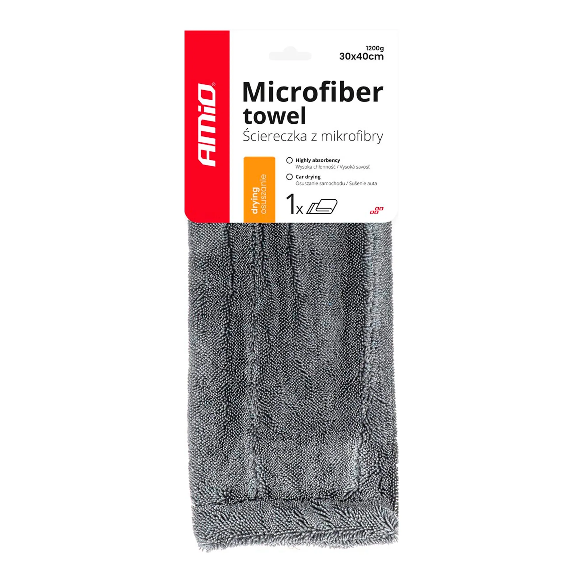 Полотенце для сушки из микрофибры AMiO 30x40см 1200г/м2 (03759) Полотенце для сушки из микрофибры AMiO 30x40см 1200г/м2 (03759)