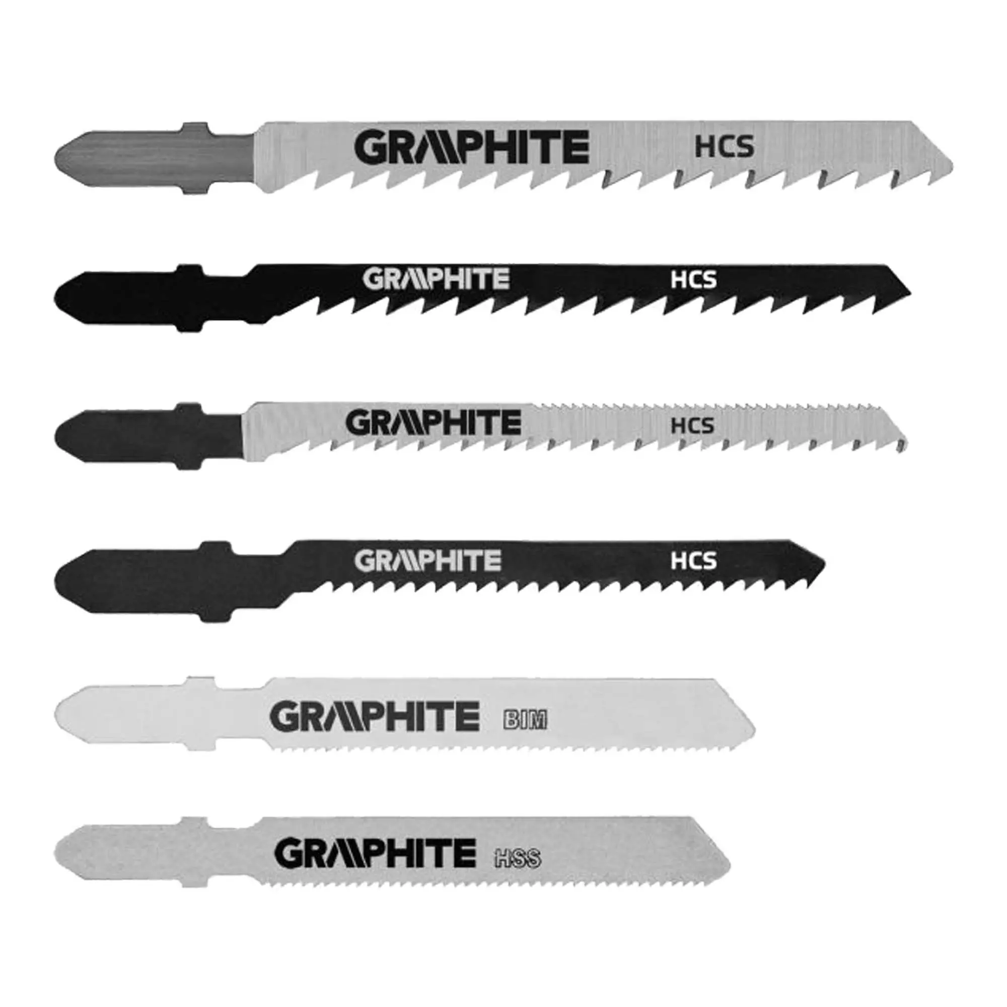 Полотна для электролобзика GRAPHITE хвостовик T, набор 6 шт. (57H754) Полотна для электролобзика GRAPHITE хвостовик T, набор 6 шт. (57H754)