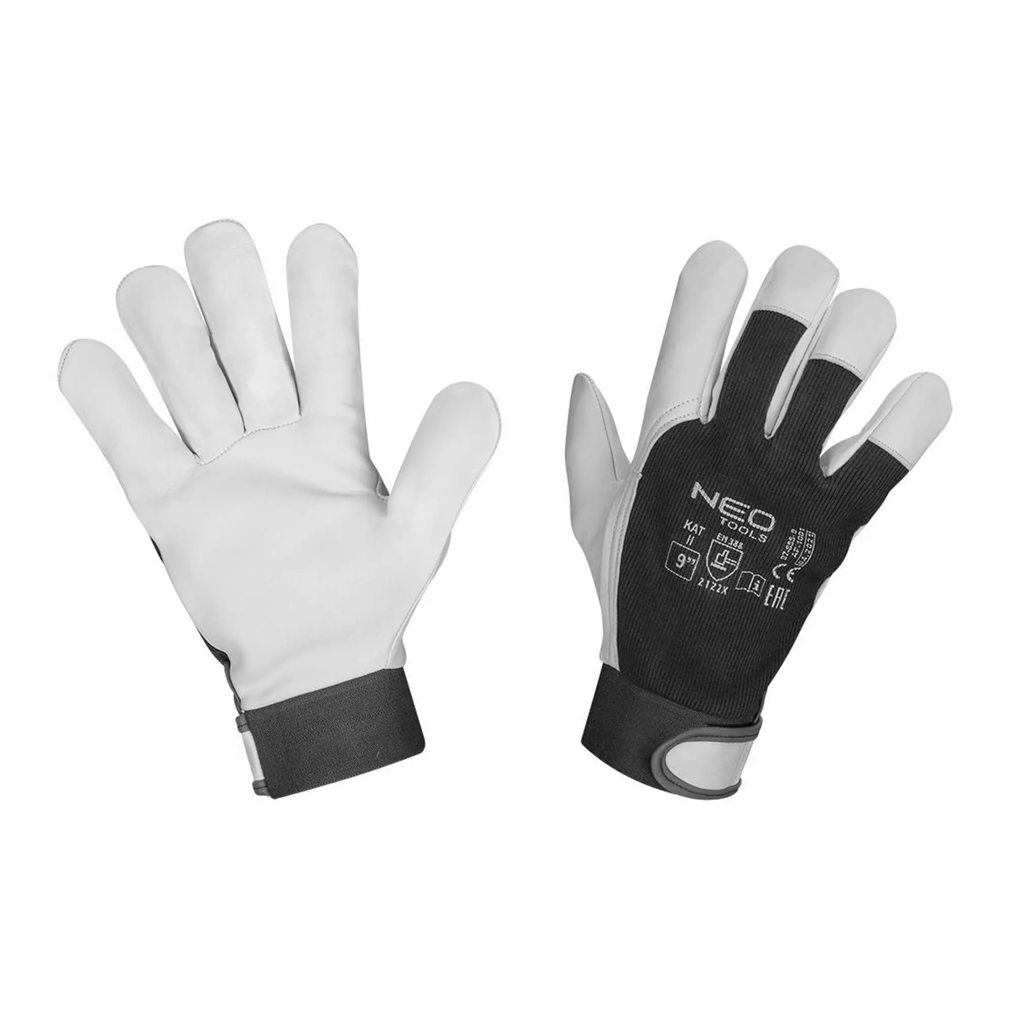 Робочі рукавички NEO TOOLS, 2122X, козяча шкіра, липучки, розмір 9", CE (97-655-9)