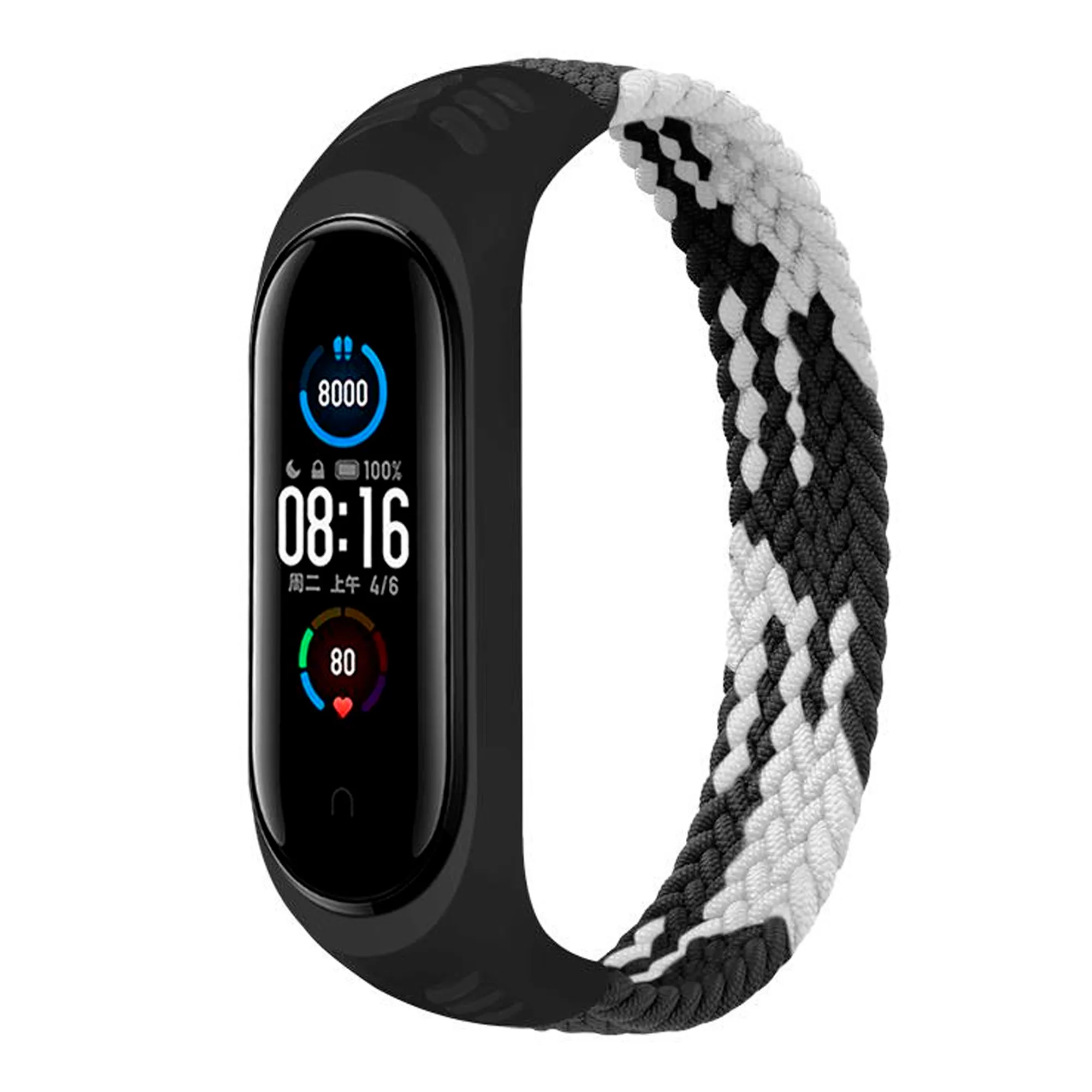 Ремінець BeCover Elastic Nylon Style для Xiaomi Mi Smart Band 5/6 Size S Black/White (706136)