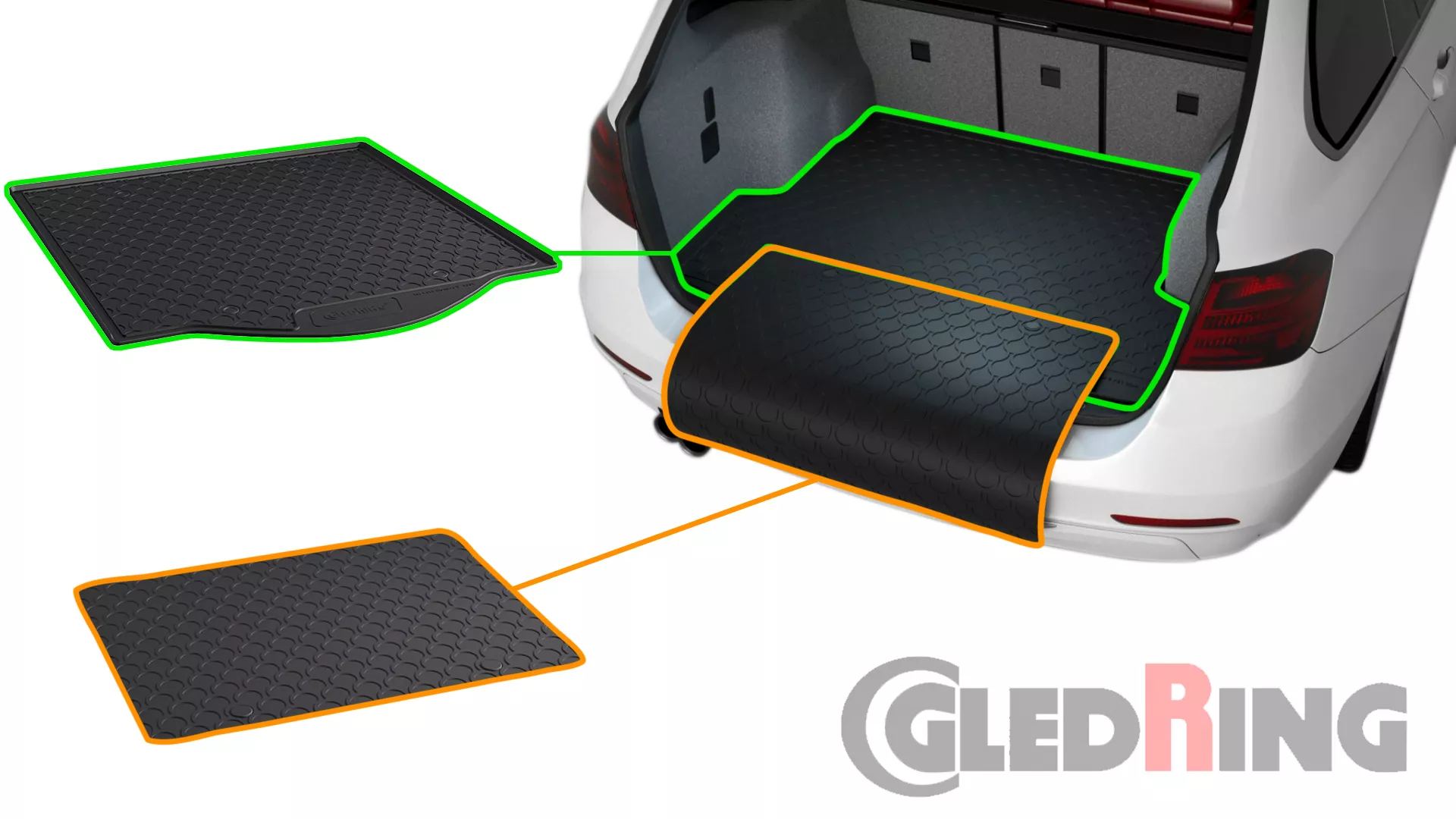 Резиновые коврики в багажник Gledring для Ford Mondeo (wagon)(mkIV) 2015-> (with narrow spare tyre) (GR 1307)
