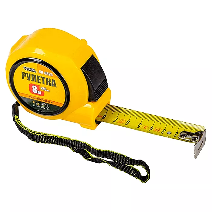 Рулетка MASTER TOOL 8 м*25 мм с автоматическим фиксатором полотна (68-0825)
