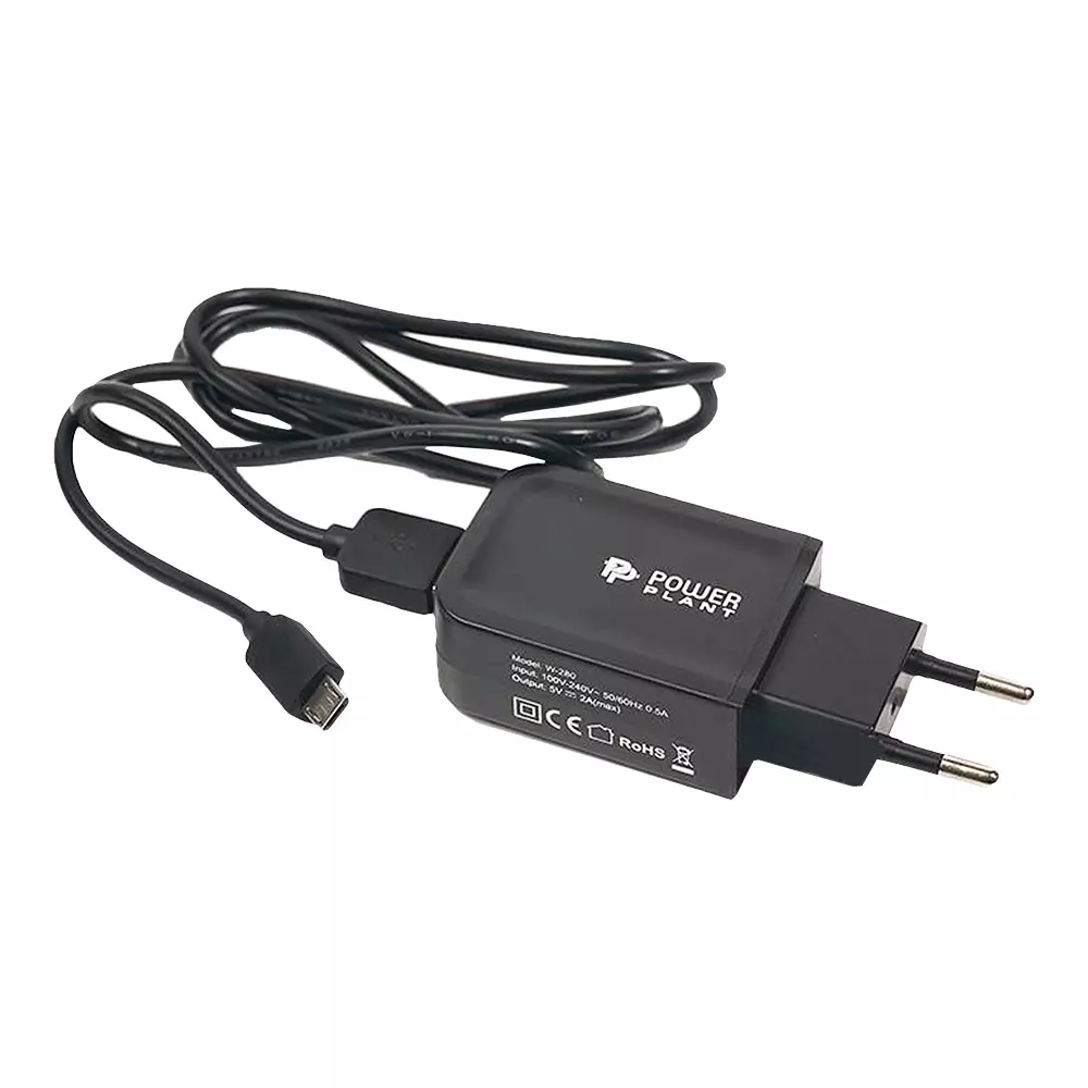 Зарядний пристрій PowerPlant W-280 USB 5V 2A micro USB (SC230037)