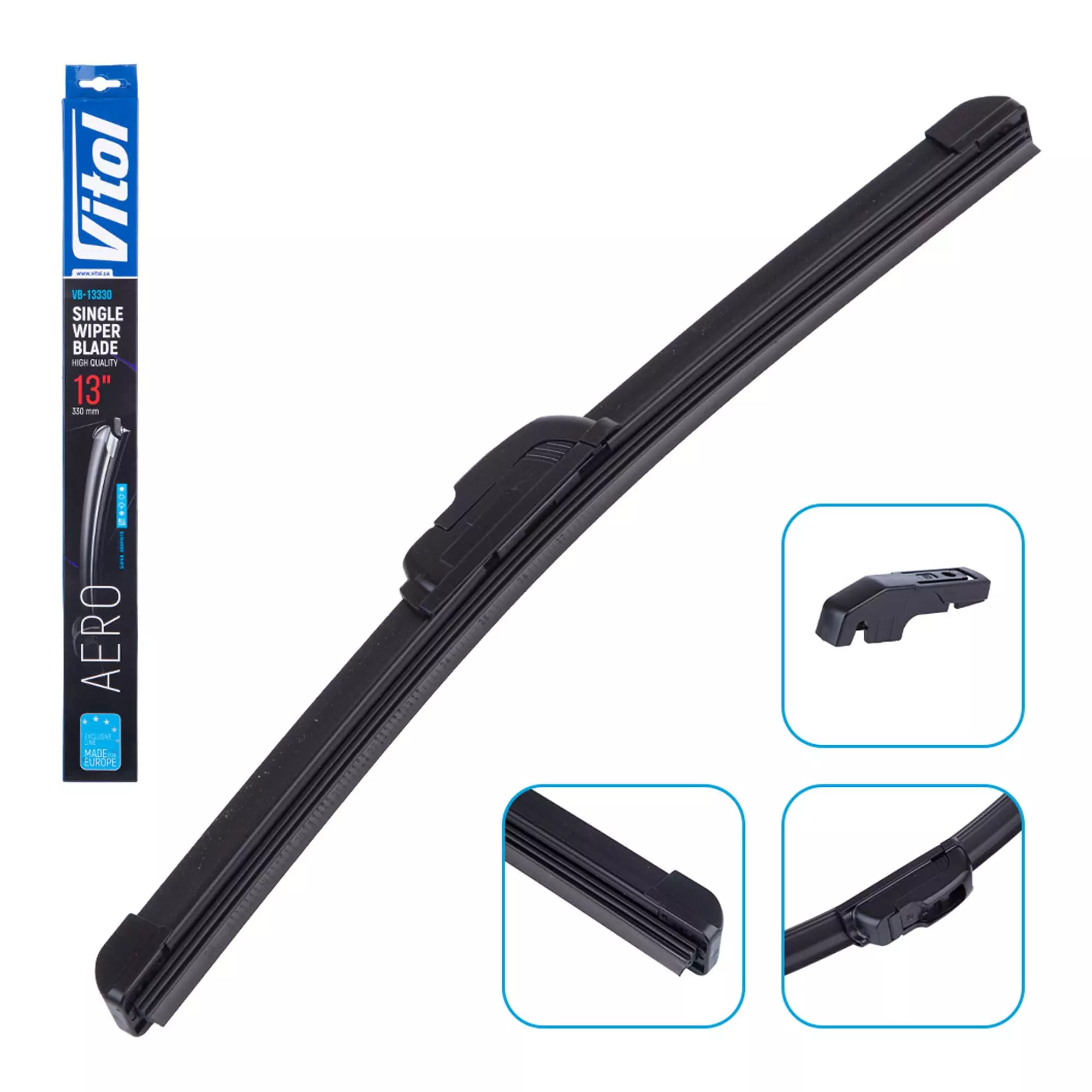 Щетка стеклоочистителя бескаркасная VITOL AERO 13" (330 мм) (VB-13330)