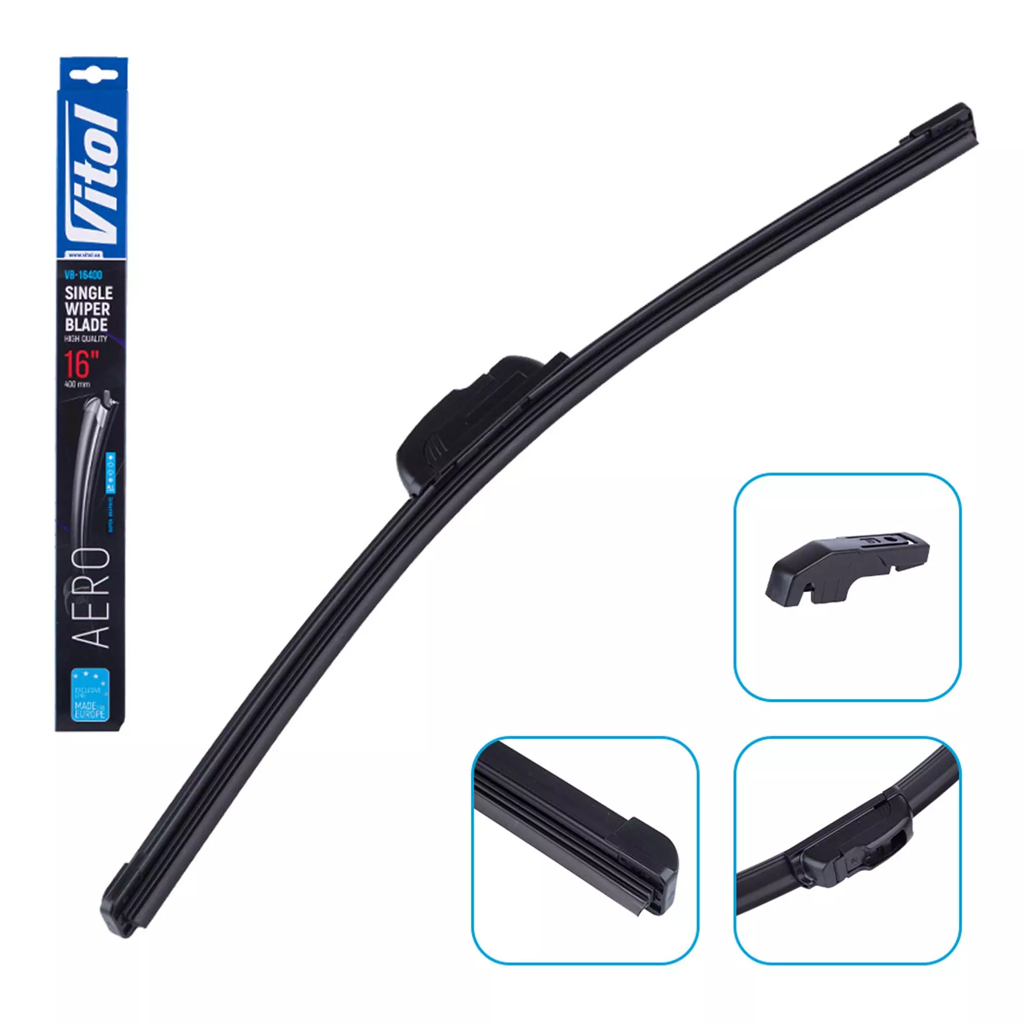 Щітка склоочисника безкаркасна VITOL AERO 16" (400 мм) (VB-16400)