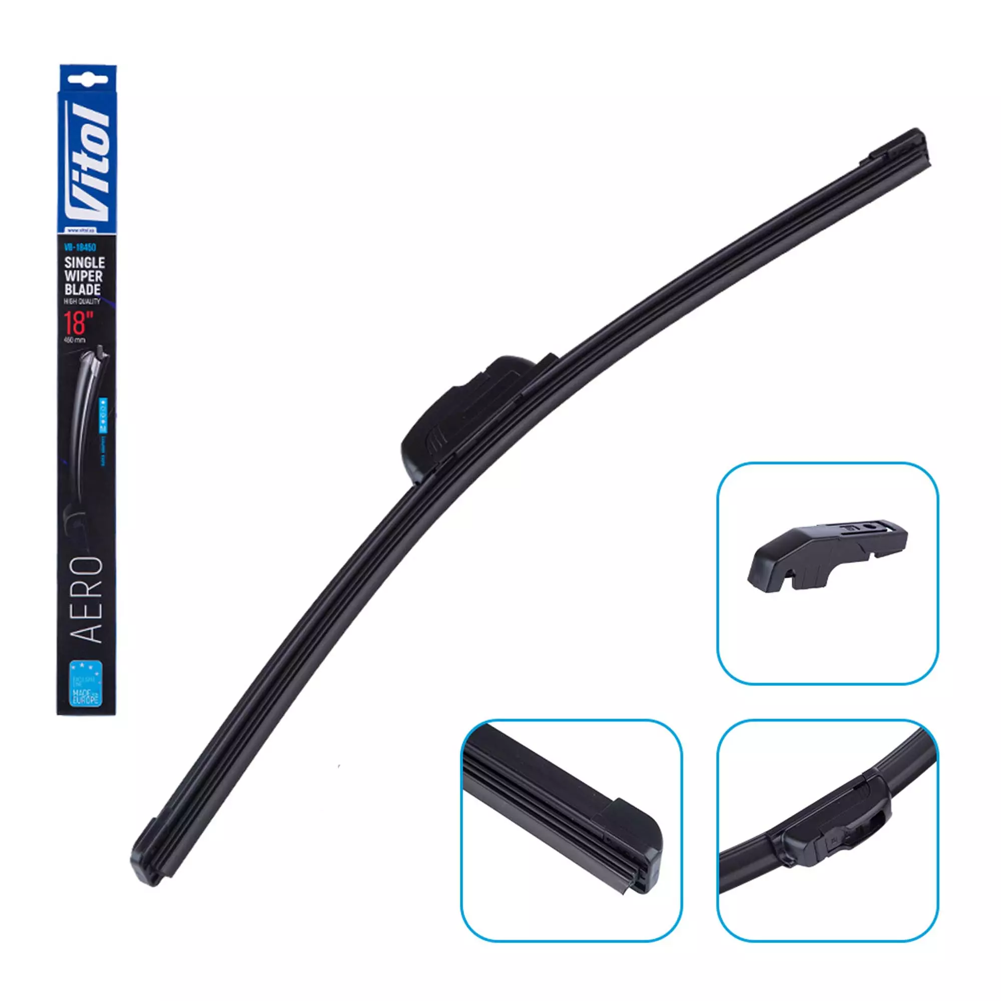 Щітка склоочисника безкаркасна VITOL AERO 18" (450 мм) (VB-18450)