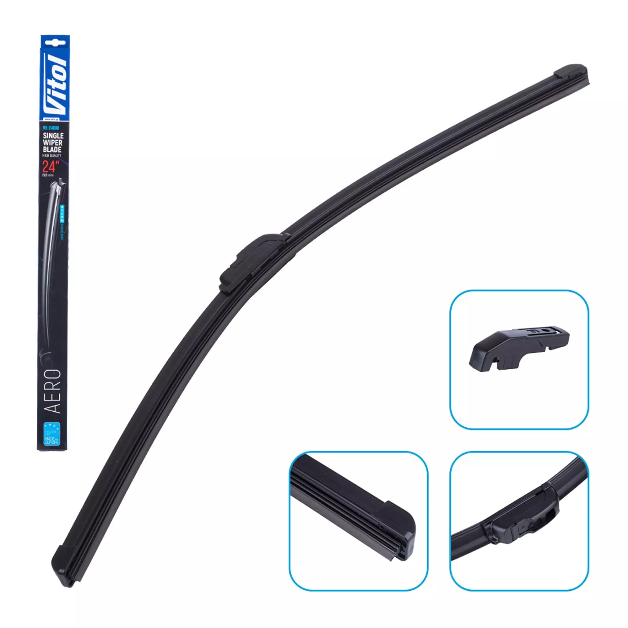 Щітка склоочисника безкаркасна VITOL AERO 24" (600 мм) (VB-24600)