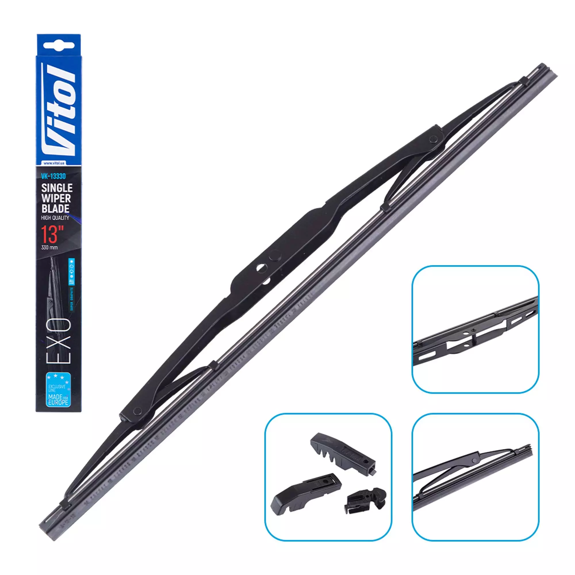 Щітка склоочисника каркасна VITOL EXO 13" (330 мм) (VK-13330)