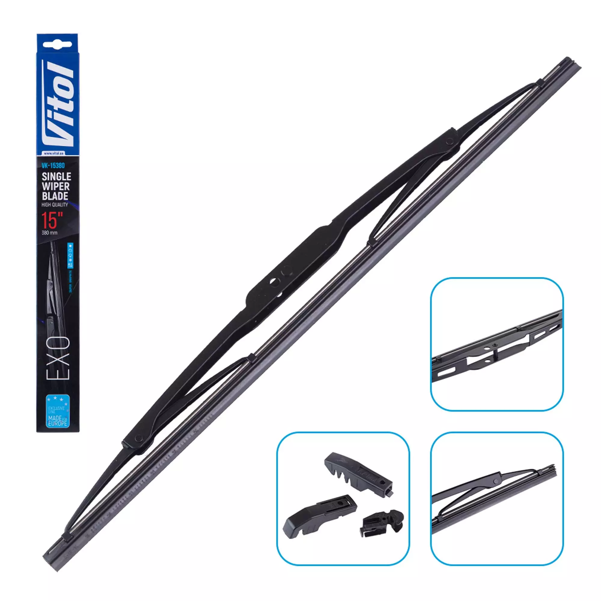Щетка стеклоочистителя каркасная VITOL EXO 15" (380 мм) (VK-15380)