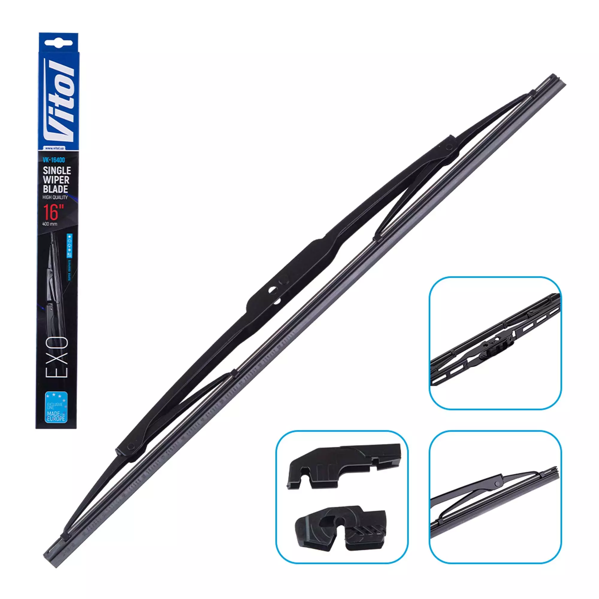 Щетка стеклоочистителя каркасная VITOL EXO 16" (400 мм) (VK-16400)