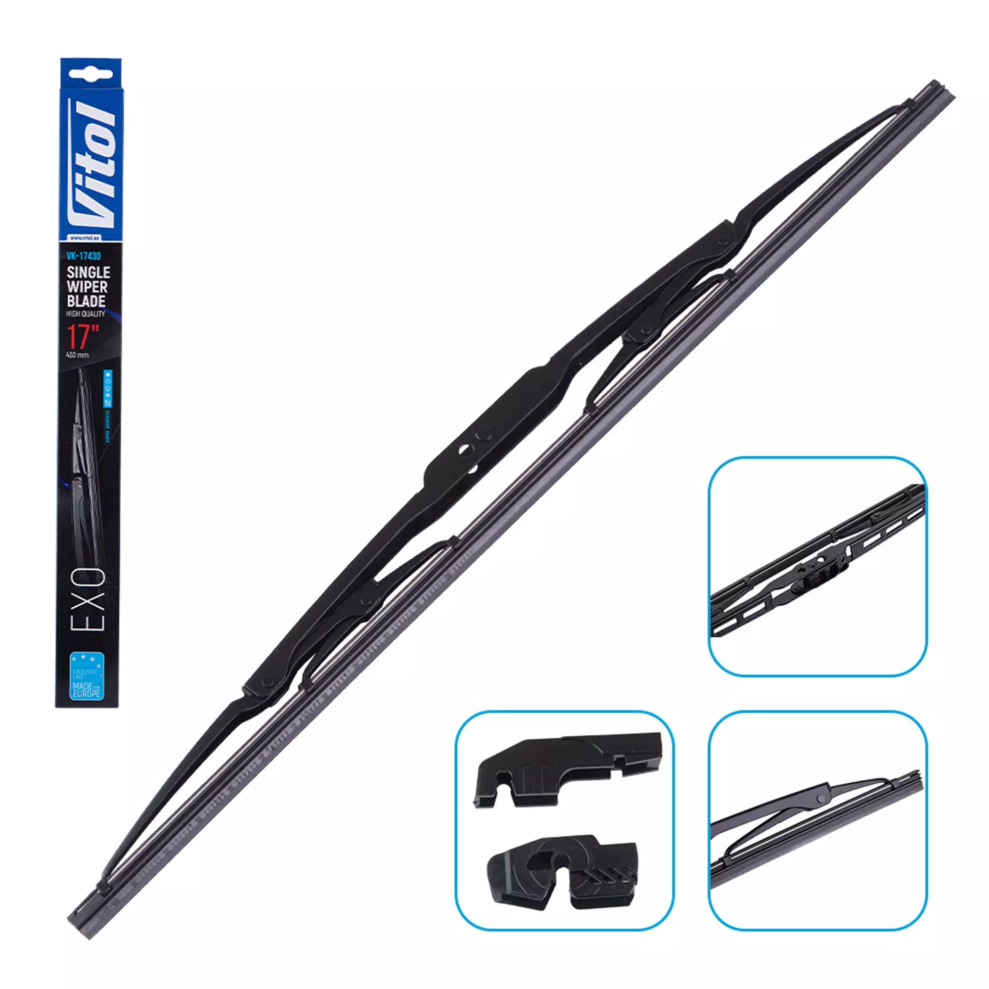 Щітка склоочисника каркасна VITOL EXO 17" (430 мм) (VK-17430)