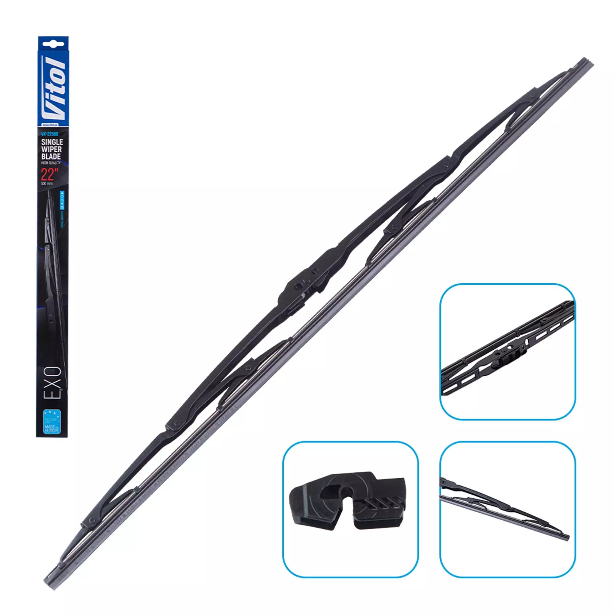 Щетка стеклоочистителя каркасная VITOL EXO 22" (560 мм) (VK-22560)