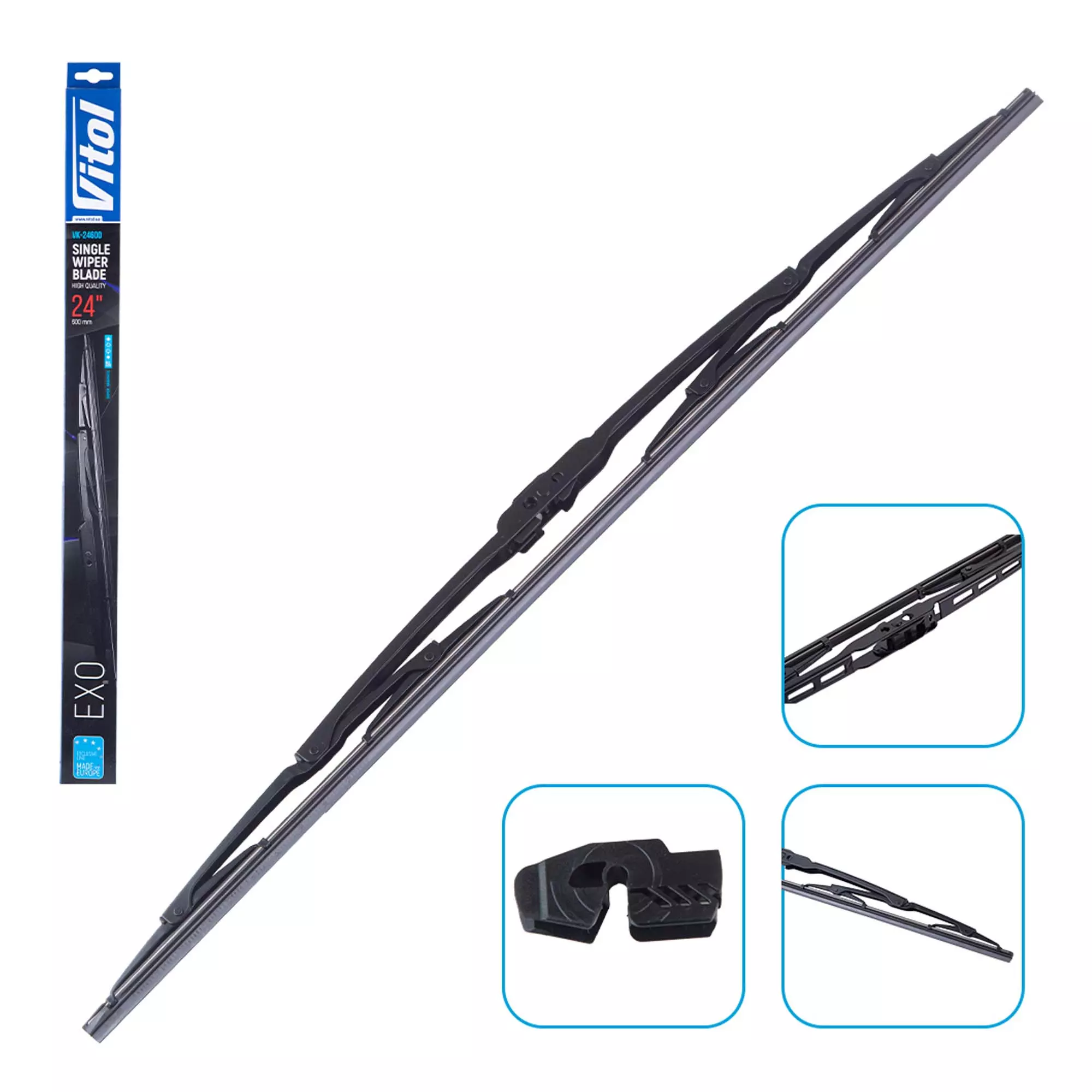 Щетка стеклоочистителя каркасная VITOL EXO 24" (600 мм) (VK-24600)
